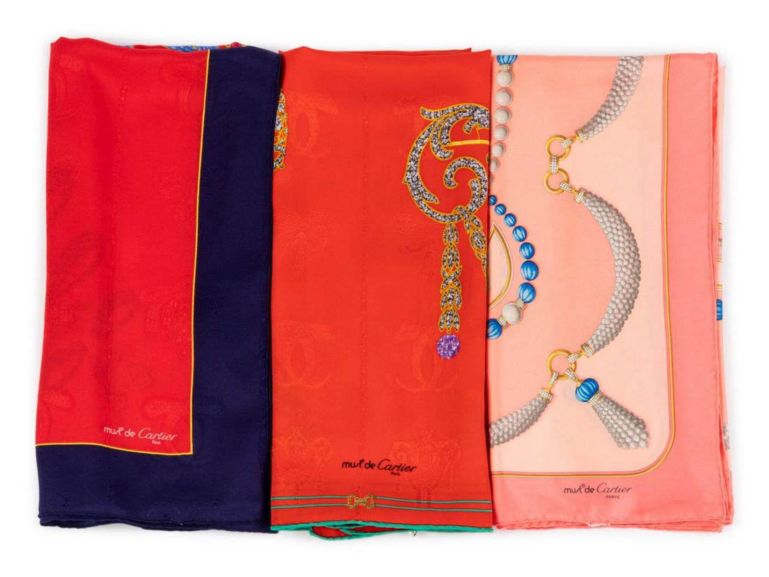 Collection of Five Cartier Scarves, 1980-2000s (1 of 4)