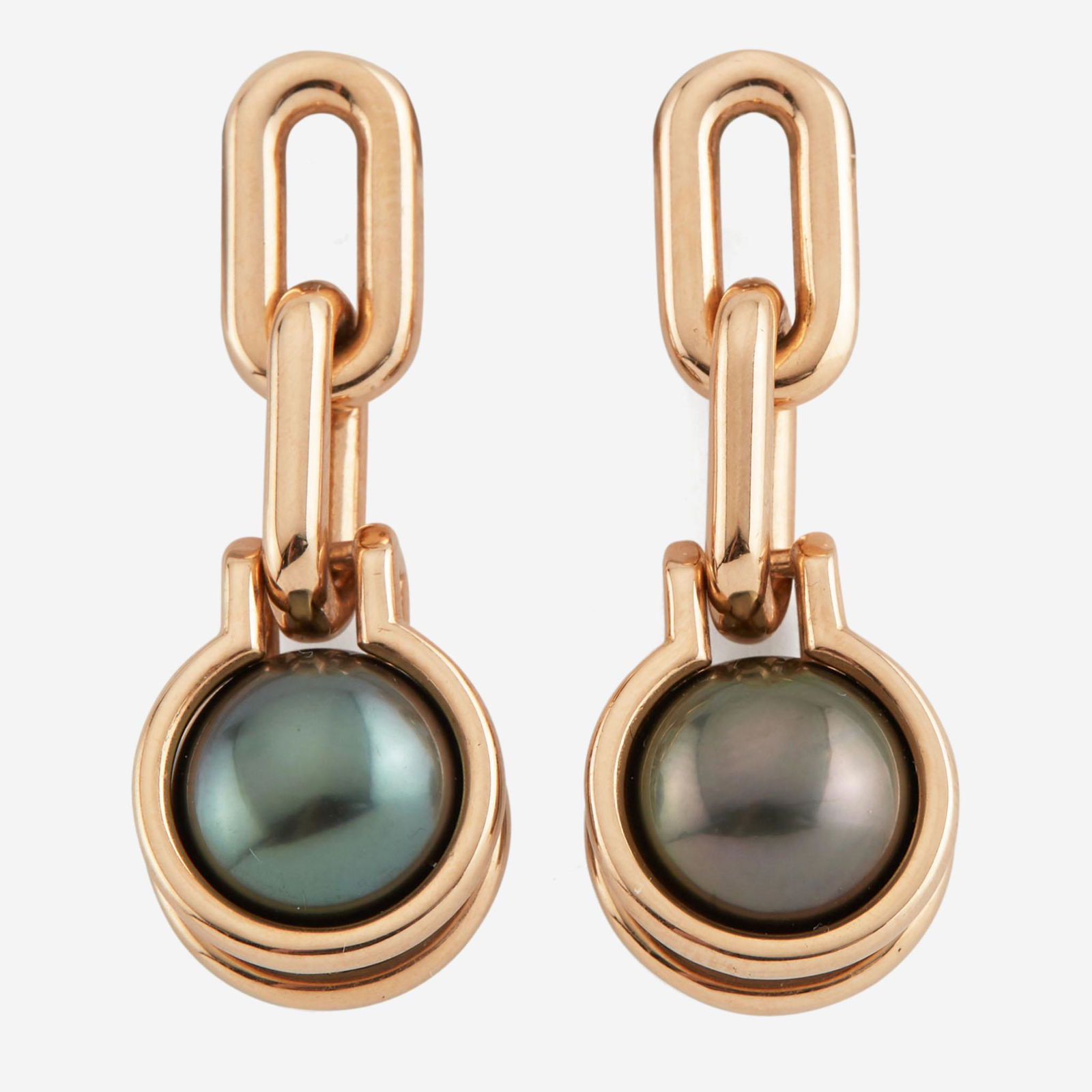A pair of rose gold and Tahitian cultured pearl earrings, Tiffany & Co. HardWear (1 of 2)