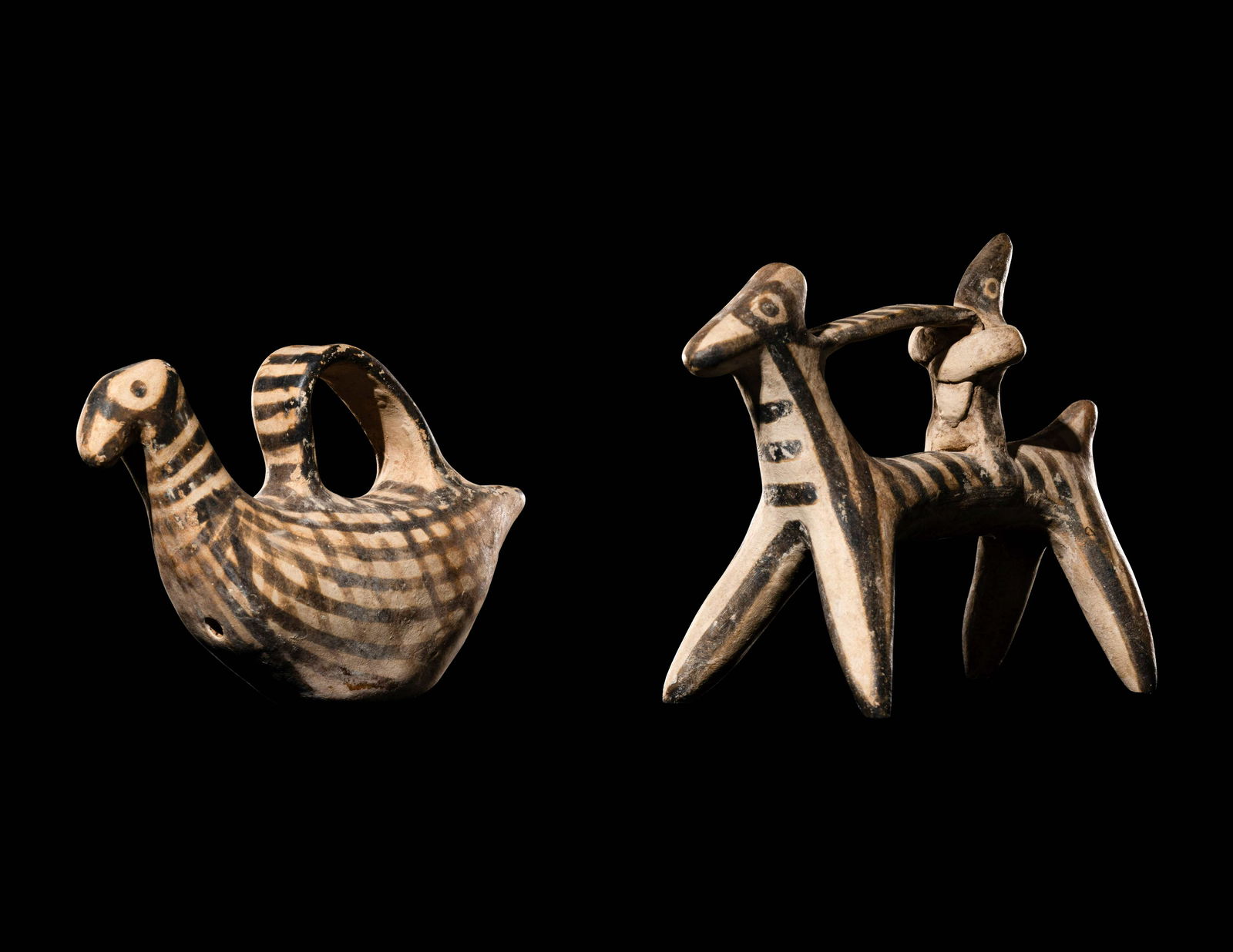 Two Mycenaean Terracotta Figures Height of tallest 3 1/2 inches (8.5 cm). (1 of 3)