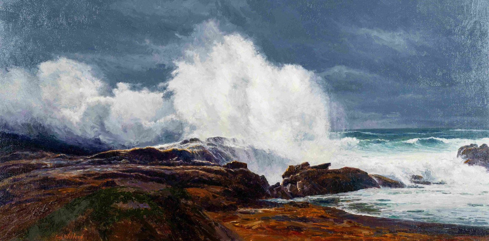 Curt Walters (American, b. 1950) Bodeful Comber, 1984: Curt Walters (American, b. 1950) Bodeful Comber, 1984 oil on canvas signed Curt Walters (lower left) 30 x 60 inches