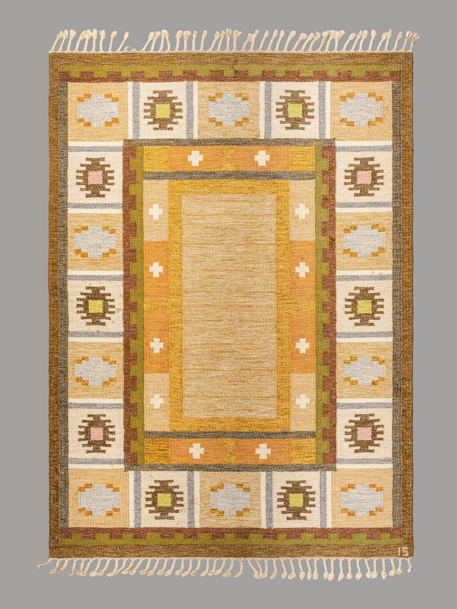 Ingegerd Silow (1916-2005) 'Bastad' Flatweave Rug, c. 1960 Eric Ewers, Sweden (1 of 4)