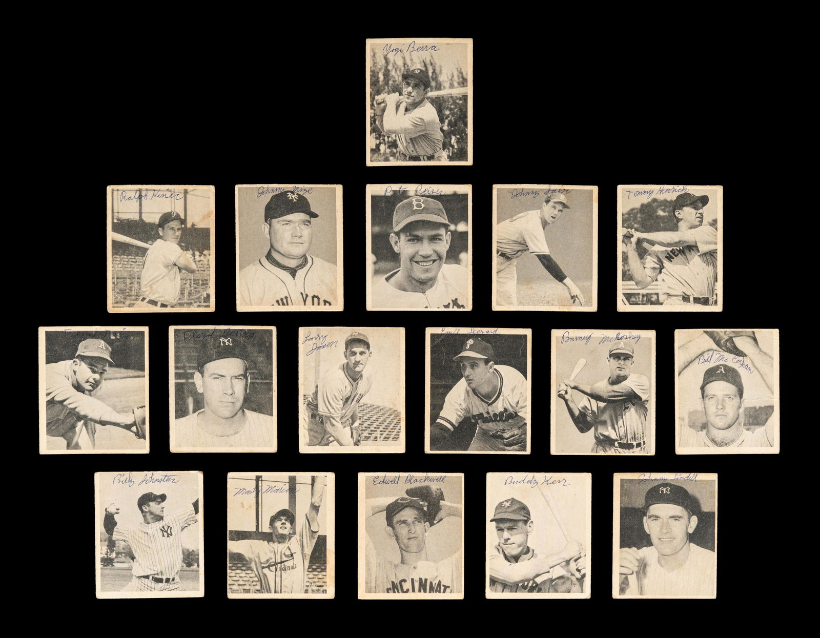 A Group of 16 1948 Bowman Baseball Cards (Including Yogi Berra and Ralph Kiner Rookies), (1 of 3)