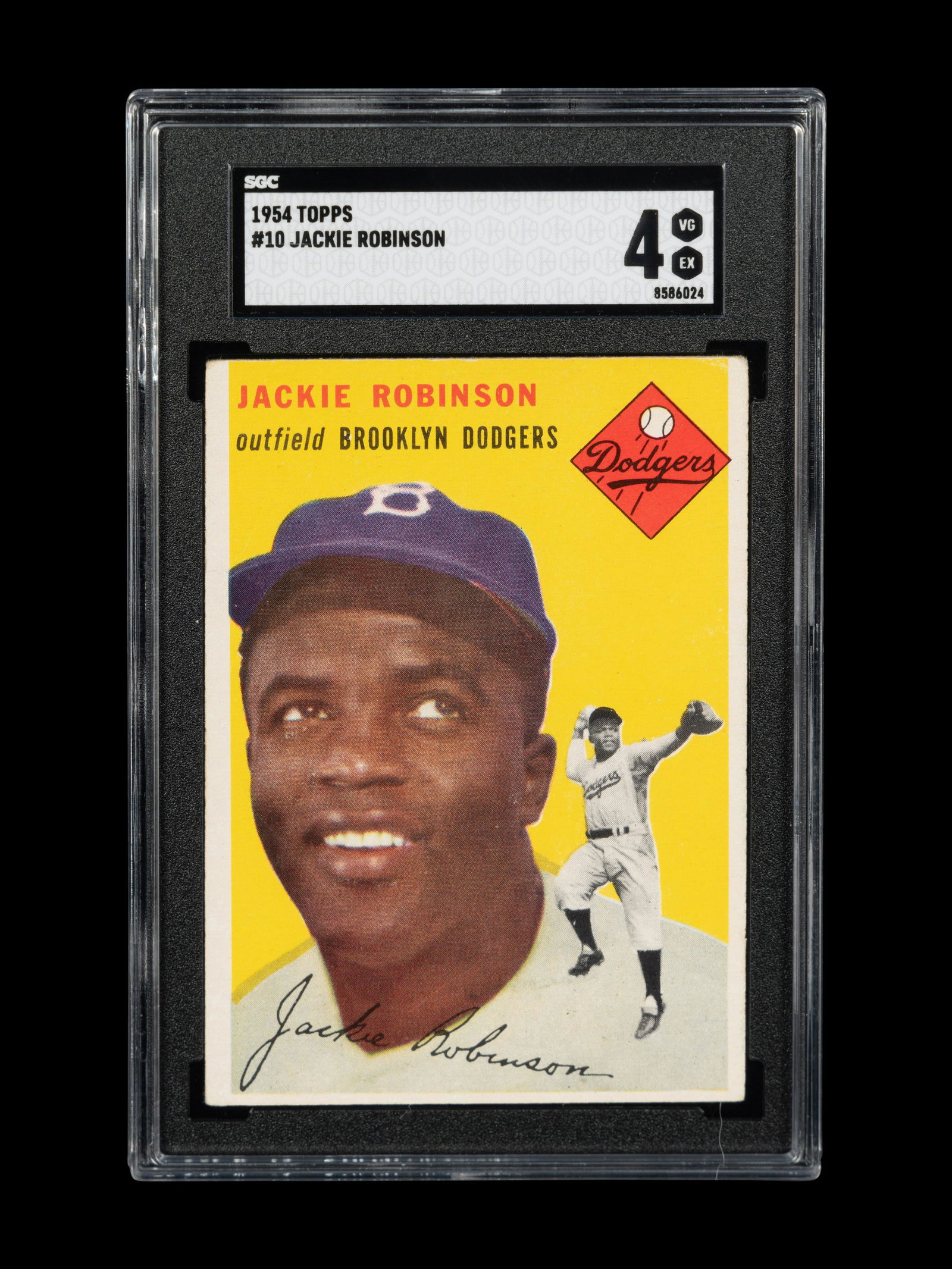A 1954 Topps Jackie Robinson Baseball Card No. 10 (SGC 4 VG-EX) (1 of 2)