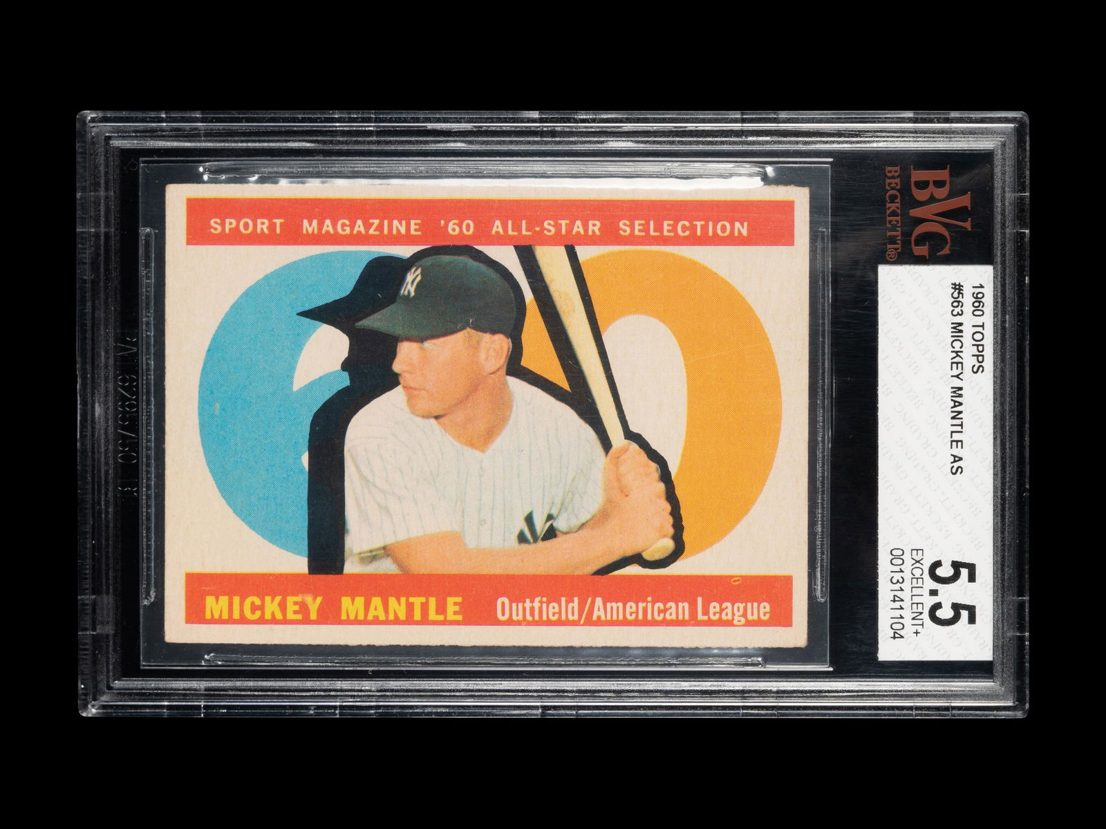 A 1960 Topps Mickey Mantle All Star Baseball Card No. 563 (BVG 5.5 EX+) (1 of 2)
