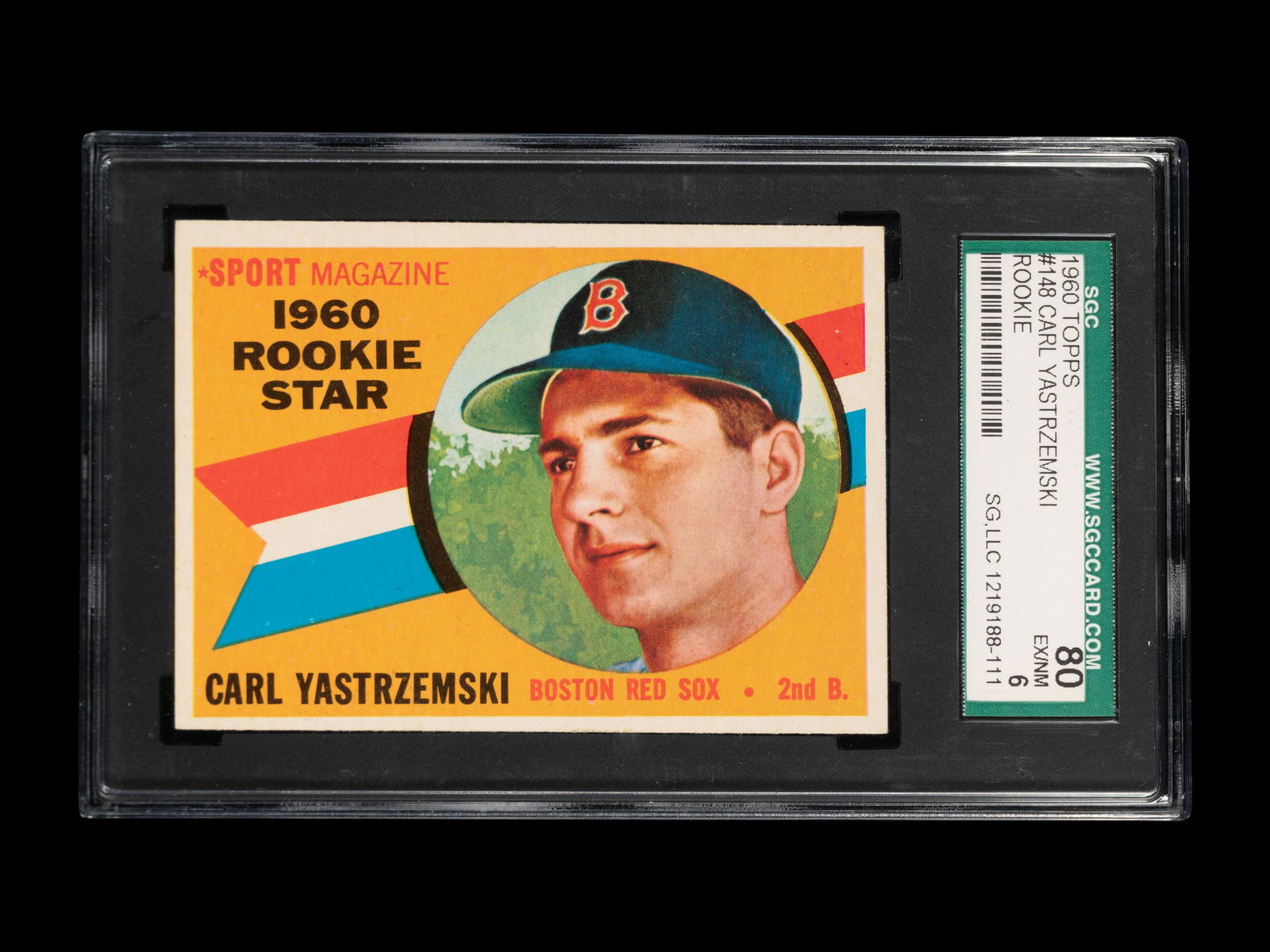 A 1960 Topps Carl Yastrzemski Rookie Baseball Card No. 148 (SGC 6 EX-NM) (1 of 2)
