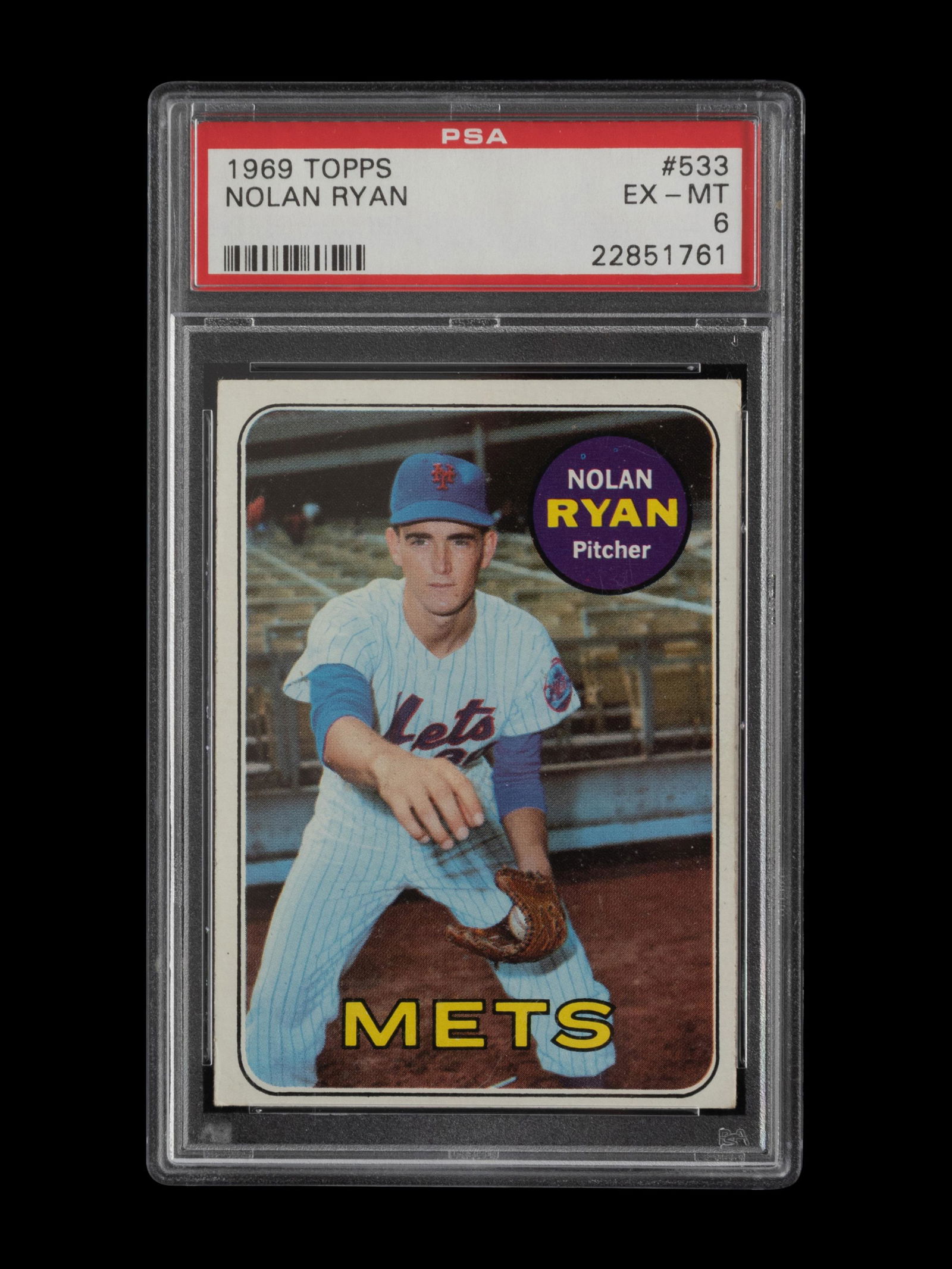A 1969 Topps Nolan Ryan Baseball Card No. 533 (PSA 6 EX-MT) (1 of 2)