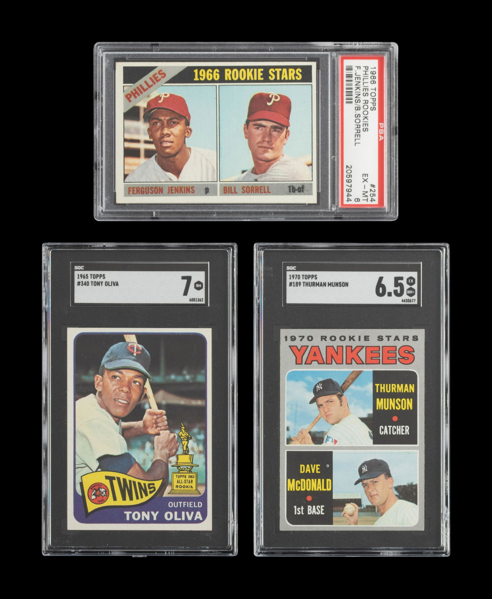 A Group of Three 1960s-1970s Hall of Fame and Star Graded Cards (Including Fergie Jenkins and (1 of 2)