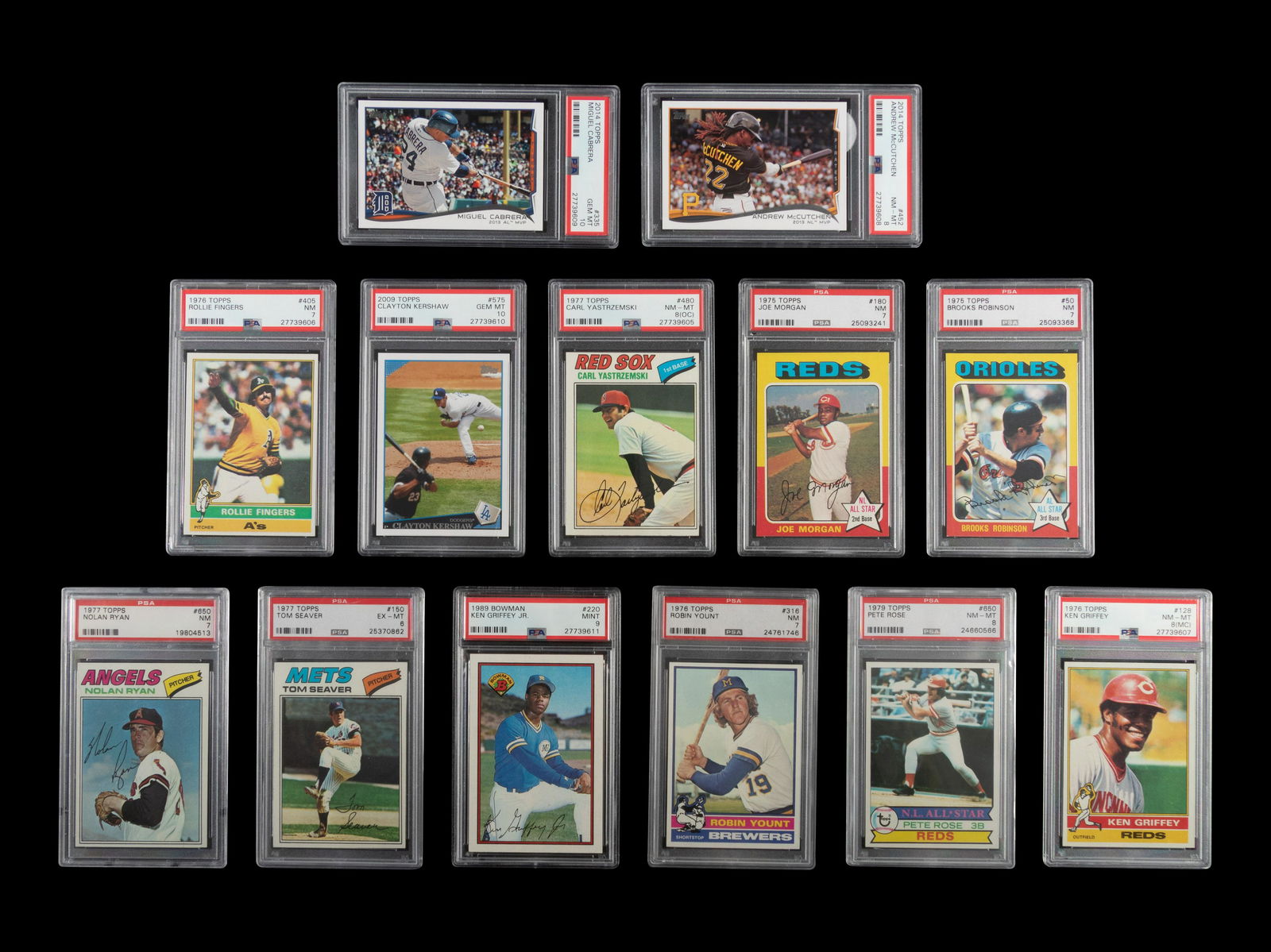 A Group of 13 1970s-2000s Hall of Fame and Notable Graded Baseball Cards, (1 of 2)