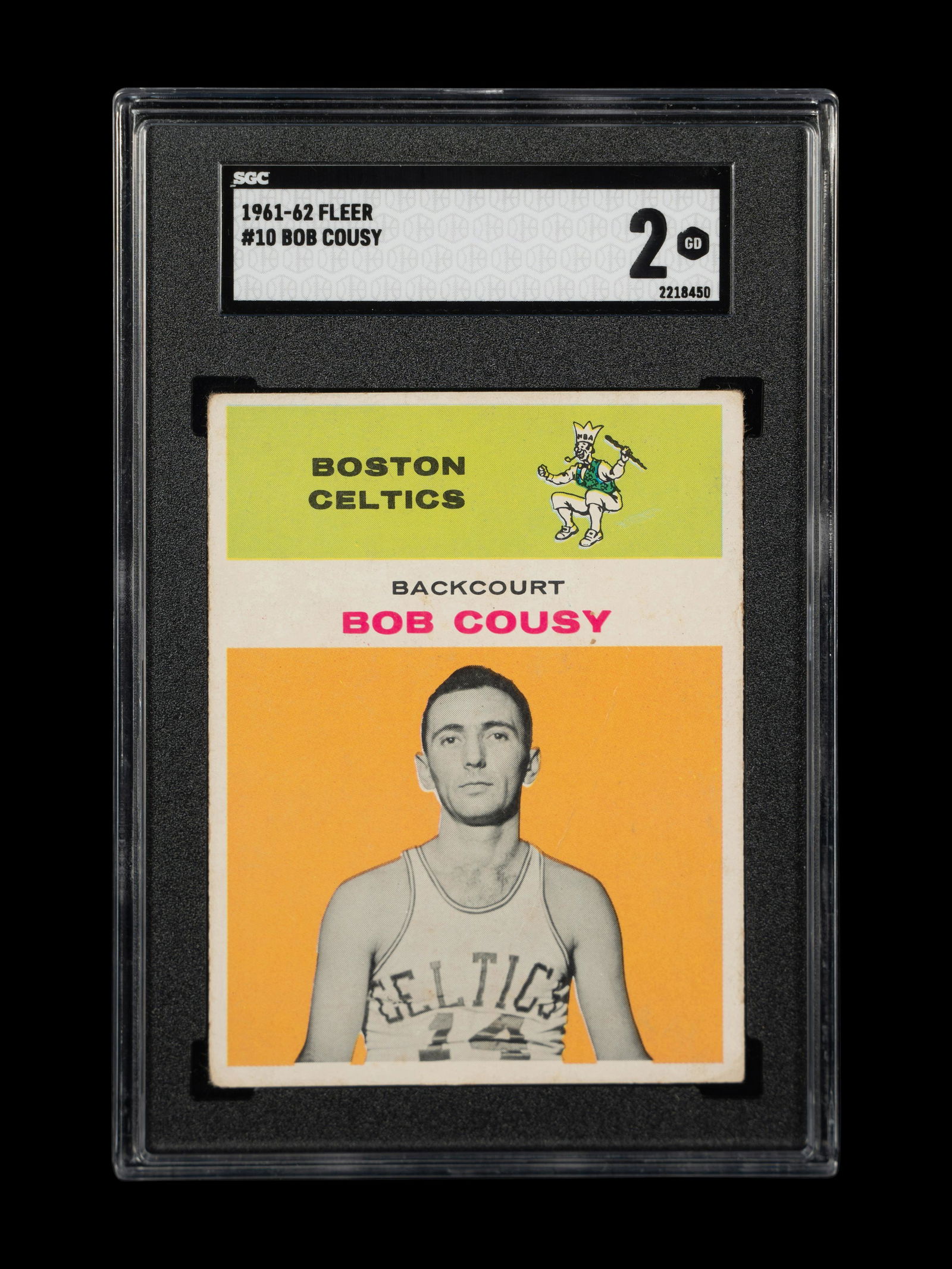 A 1961-62 Fleer Bob Cousy Basketball Card No. 10 (SGC 2 GOOD) (1 of 2)