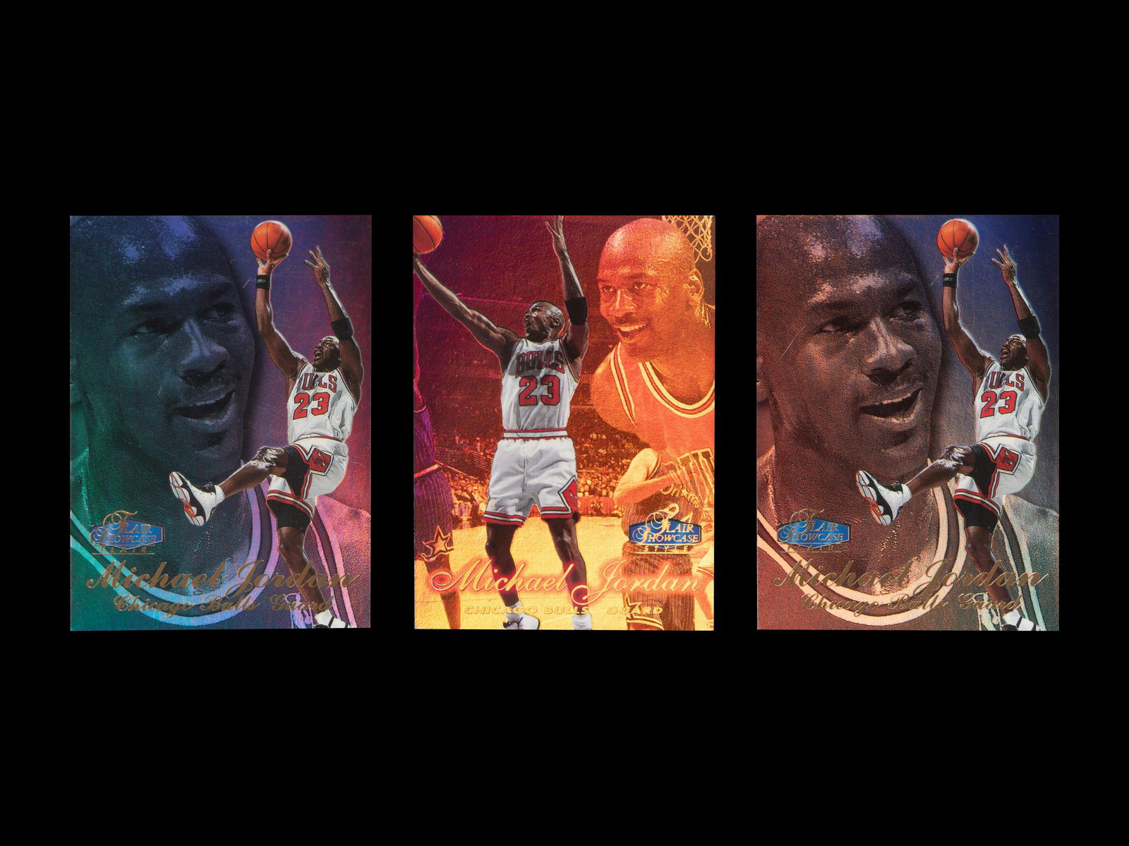 A Group of Three 1997-98 Flair Showcase Michael Jordan Basketball Cards, (1 of 2)