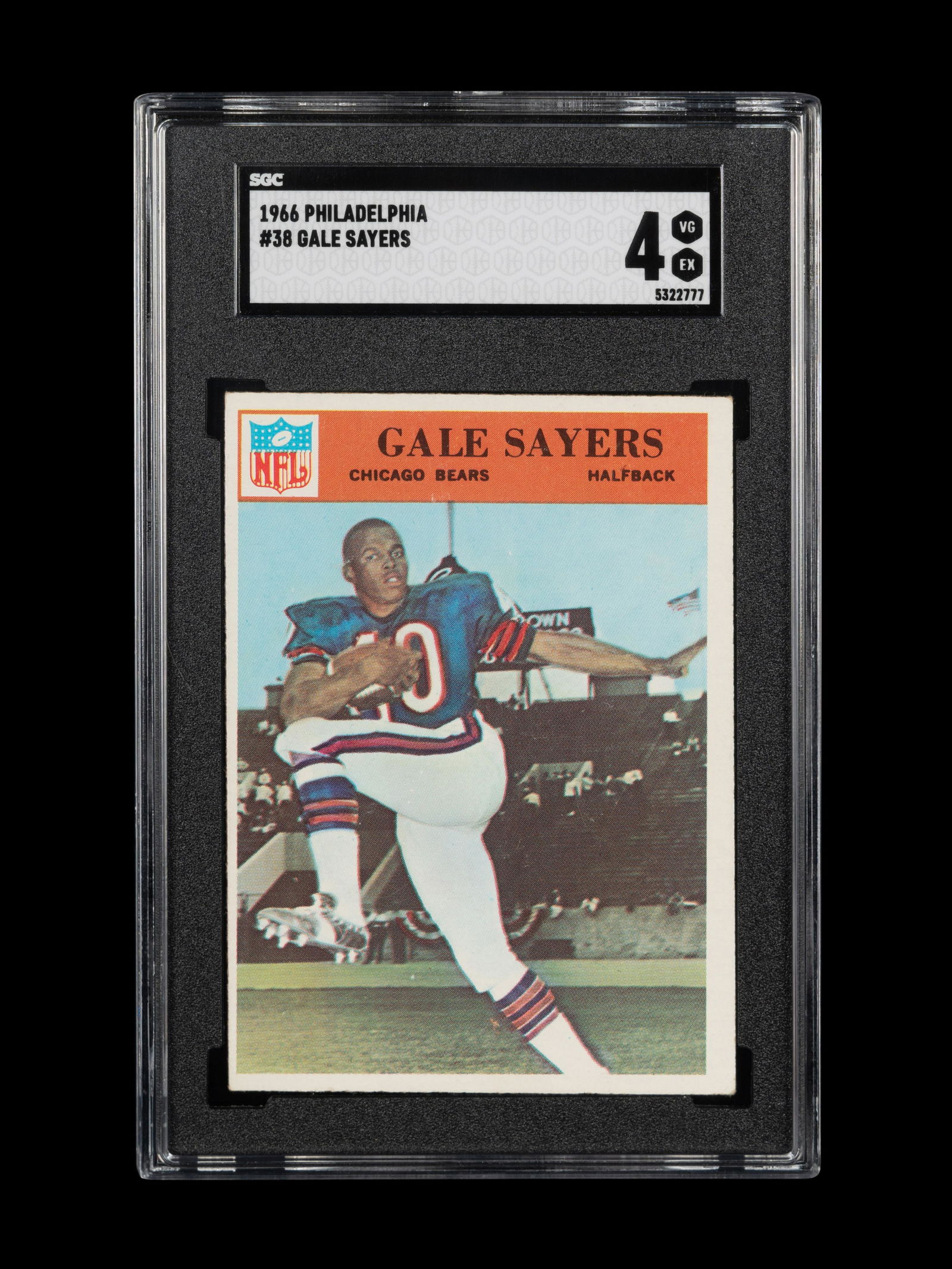 A 1966 Philadelphia Gale Sayers Rookie Football Card No. 38 (SGC 4 VG/EX) (1 of 2)