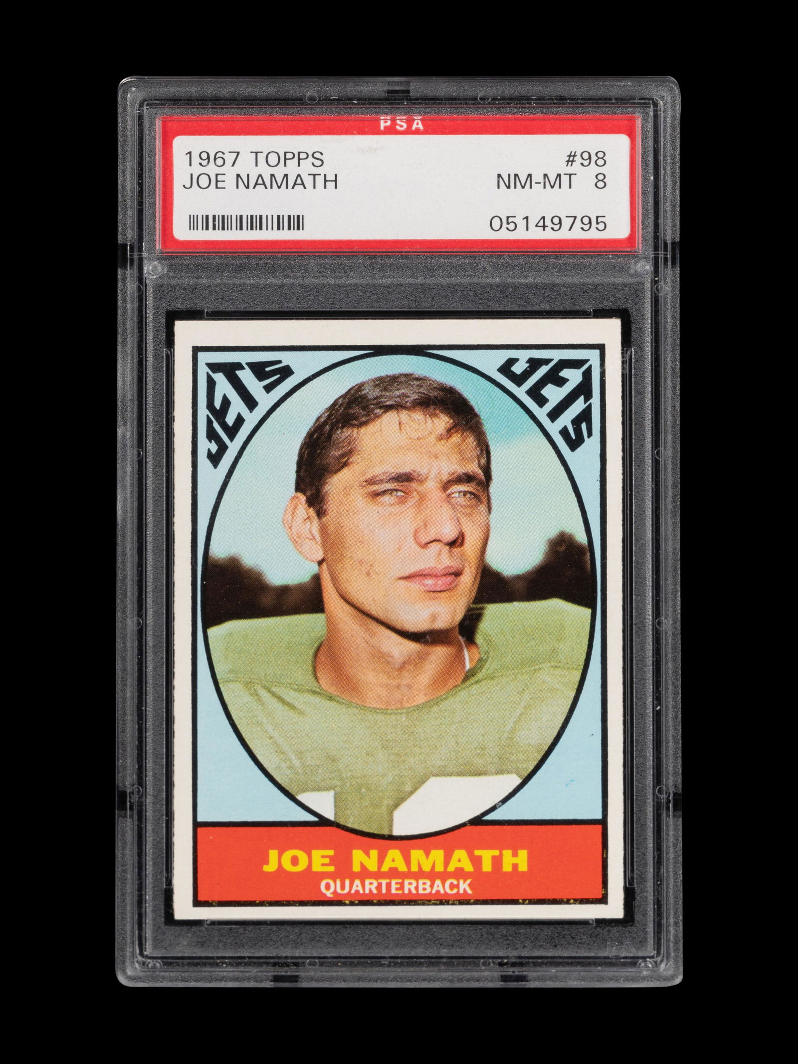 A 1967 Topps Joe Namath Football Card No. 98 (PSA 8 NM-MT) (1 of 2)
