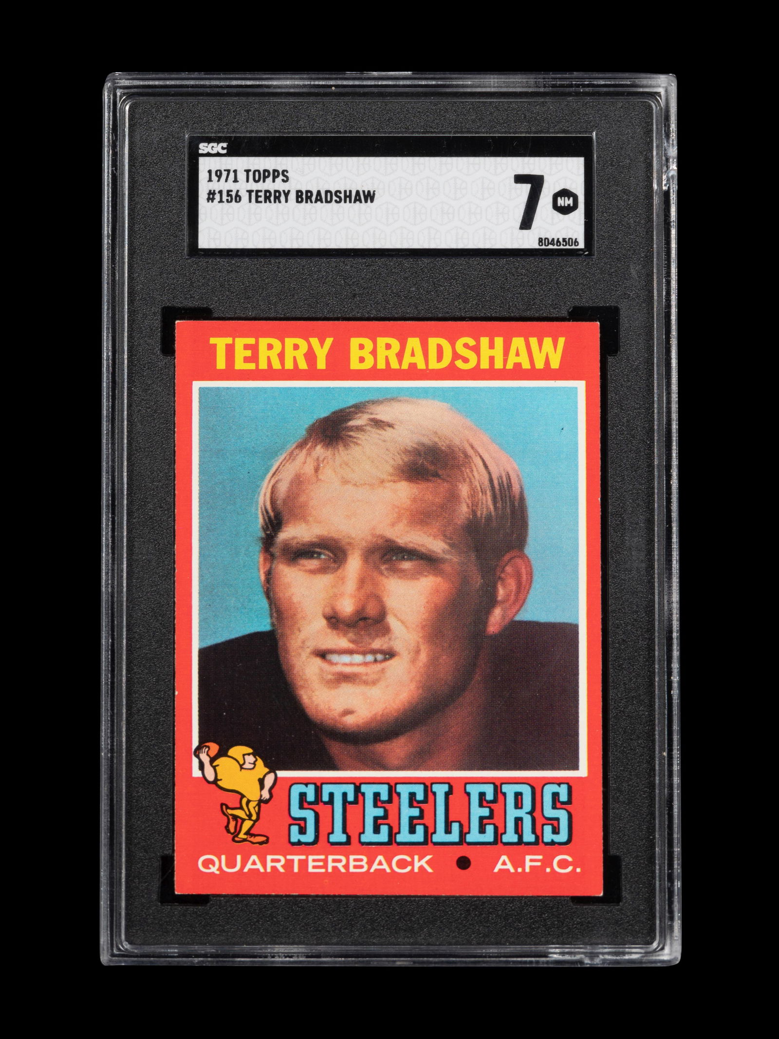 A 1971 Topps Terry Bradshaw Rookie Football Card No. 156 (SGC 7 NM) (1 of 2)
