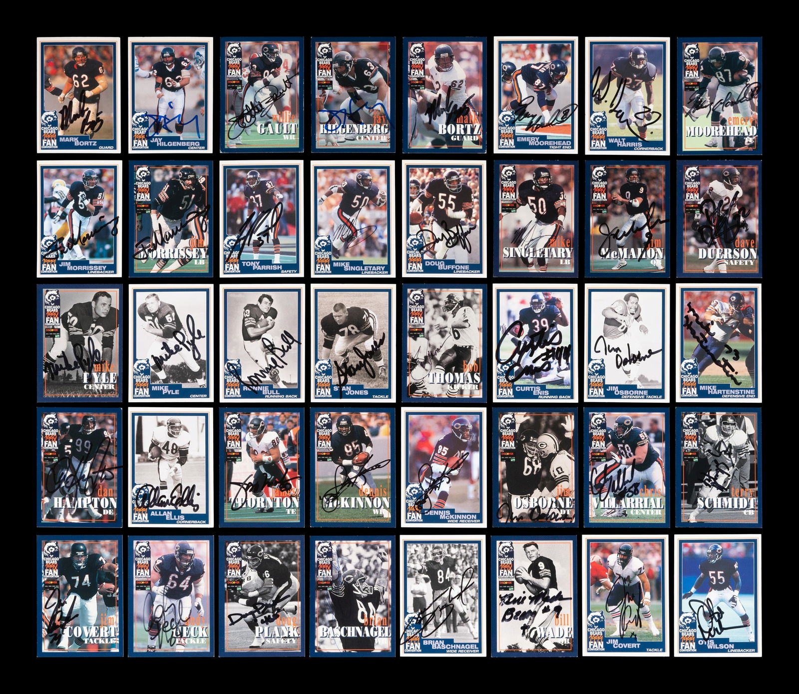 A Group of 75 Chicago Bears Signed Autograph Team Issued Football Cards Including Multiple Hall of (1 of 5)