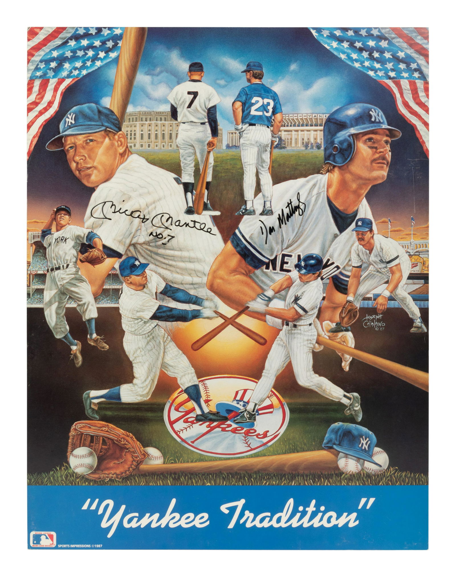 A Mickey Mantle and Don Mattingly Yankee Tradition Poster Signed Autograph Sports Impressions Poster (1 of 4)