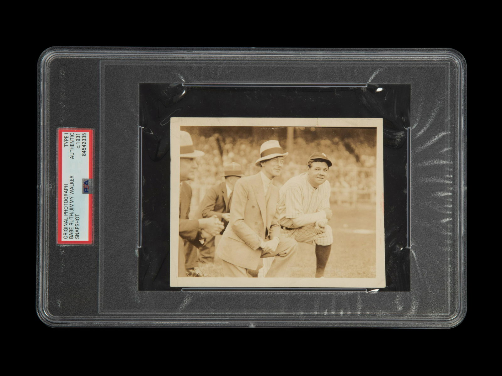 An Original 1931 Babe Ruth New York Yankees With New York Mayor Jimmy Walker Type One Snapshot Photo (1 of 2)