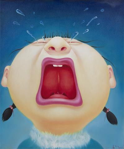 Yin Jun, (Chinese, b. 1974), Delightful Crying, 200: Yin Jun (Chinese, b. 1974) Delightful Crying, 2006 oil on canvas signed Yin Jun and dated (lower right) 47 1/2 x 39 1/4 inches.