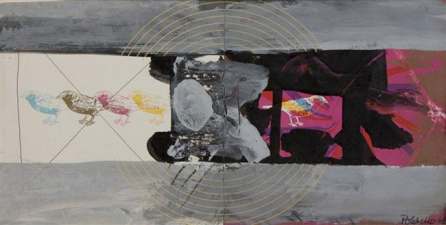 Rogelio Polesello, (Argentine, b. 1939), Untitled,: Rogelio Polesello (Argentine, b. 1939) Untitled, 1969 mixed media signed Polesello and dated (lower right) 6 3/4 x 13 1/4 inches.