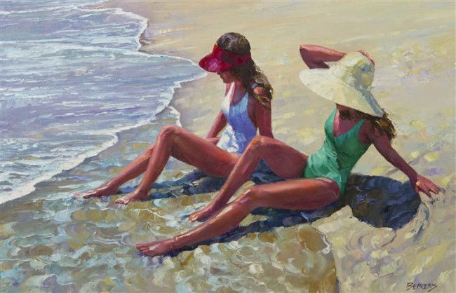 Howard Behrens, (American, b. 1933), At the Beach: Howard Behrens (American, b. 1933) At the Beach oil on canvas signed Behrens (lower right) 32 x 48 inches. Property from the Collection of the Saugatuck Center for the Arts, Saugatuck