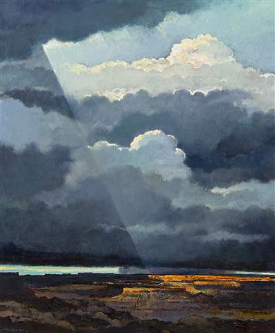 Eric Sloane, (American, 1905-1985), Sun Shaft: Eric Sloane (American, 1905-1985) Sun Shaft oil on board signed Eric Sloane NA (lower left) 29 x 24 inches.