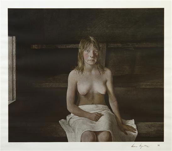 Andrew Wyeth, (American, 1917-2009), The Sauna: Andrew Wyeth (American, 1917-2009) The Sauna collotype edition 99/200, signed Andrew Wyeth (lower right) 19 1/2 x 23 inches.