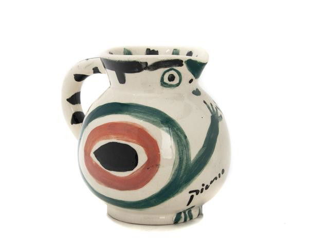 Pablo Picasso, (Spanish, 1881-1973), Bird Pitcher: Pablo Picasso (Spanish, 1881-1973) Bird Pitcher ceramic edition 82/500, stamped Picasso Height: 5 1/2 inches. Property from the Estate of Tom G. and Mary Jane McClain, Phoenix, Arizon