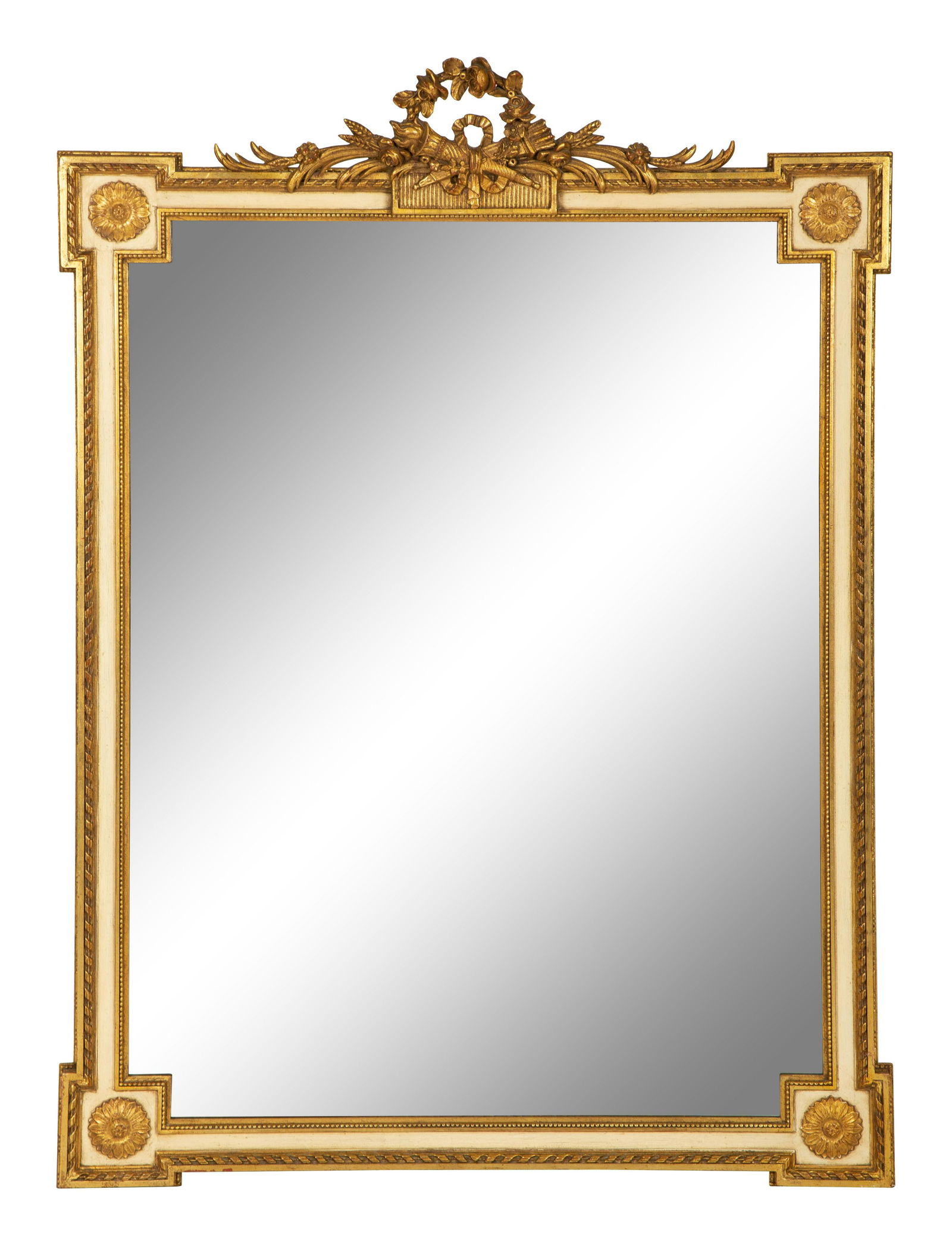 A Neoclassical Style Painted and Parcel Gilt Mirror  Height 49 x width 36 inches. (1 of 7)