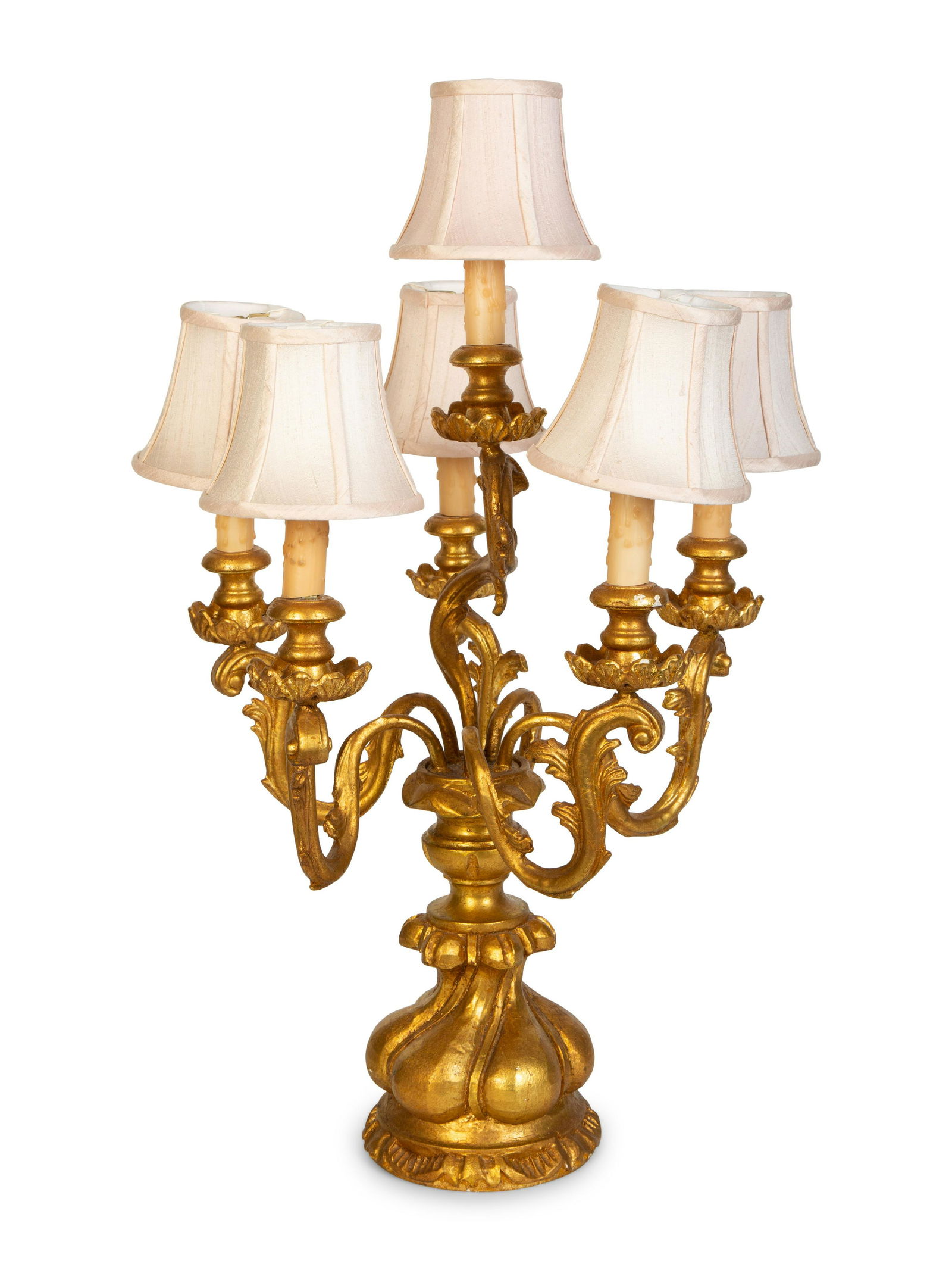A Contemporary Giltwood Six-Light Table Lamp Height 28 inches. (1 of 8)