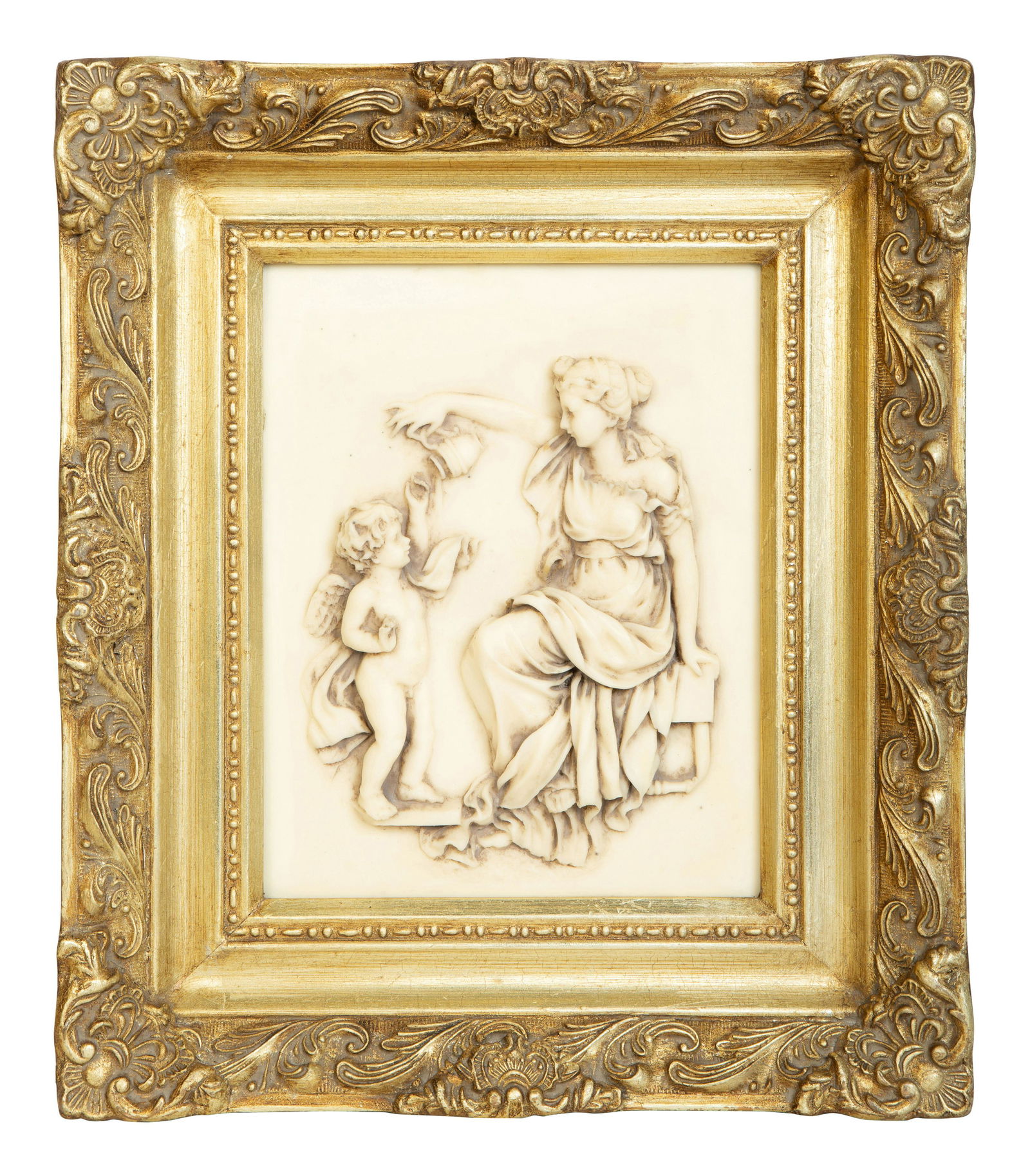 Four Faux Marble Resin Bas Relief Panels of Putti and Classical Figures  Height of largest 11 (1 of 13)