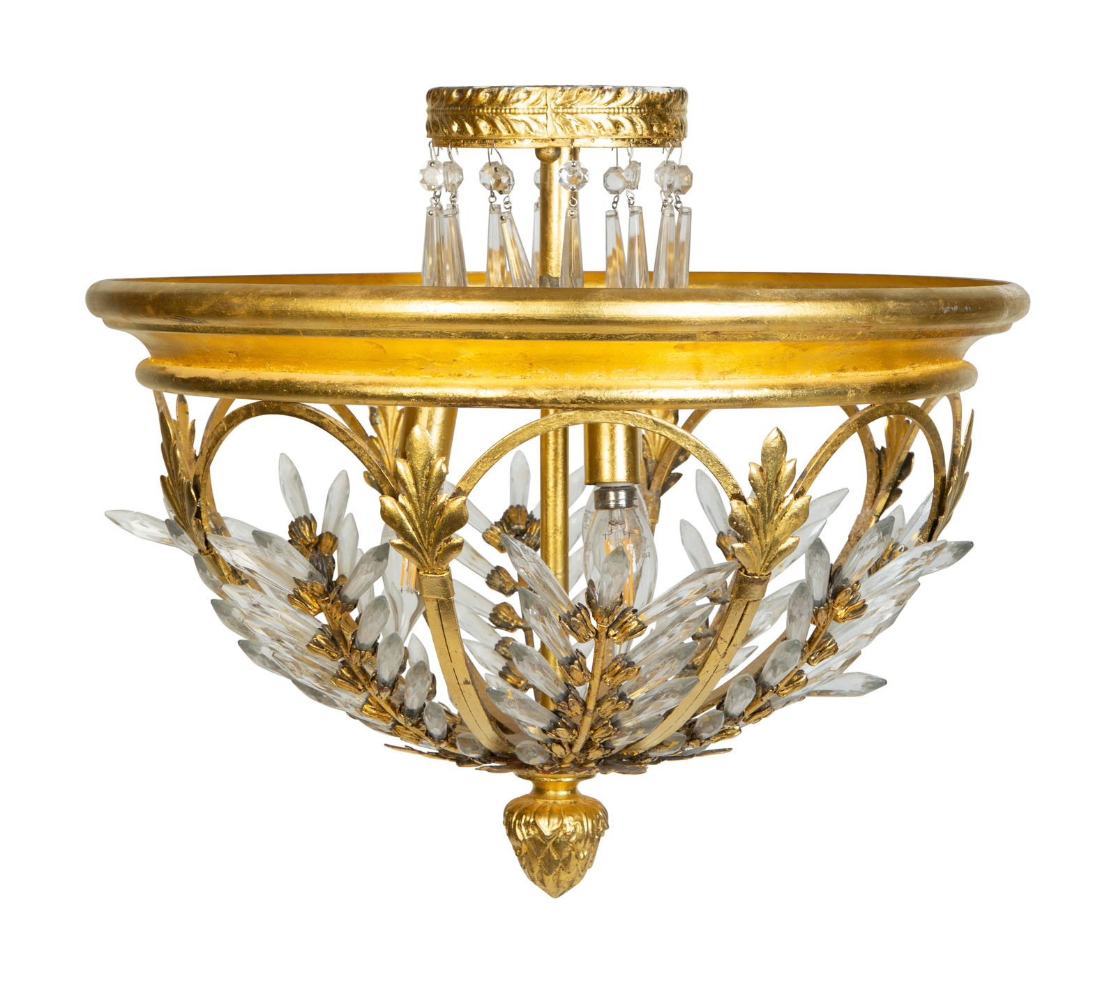 A Pair of Gilt Metal and Cut Glass Ceiling Fixtures  Diameter 18 inches. (1 of 7)