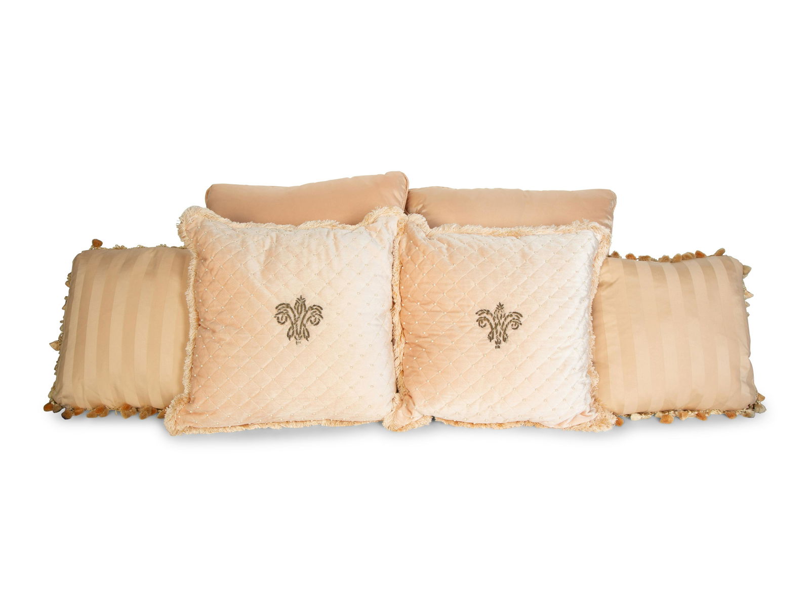 Six Light Coral Silk and Velvet Pillows (1 of 5)
