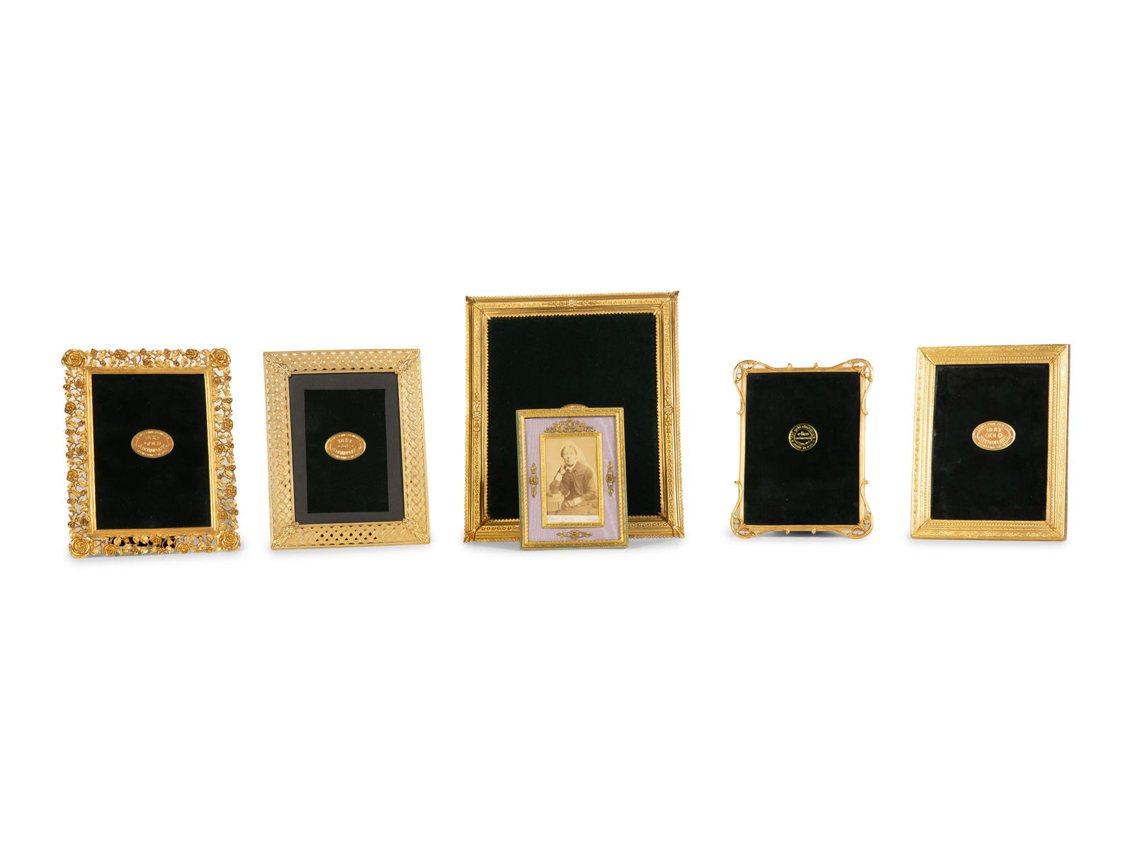 A Group of Six Gilt Metal Picture Frames Largest, 11 1/4 x 9 1/2 inches. (1 of 10)