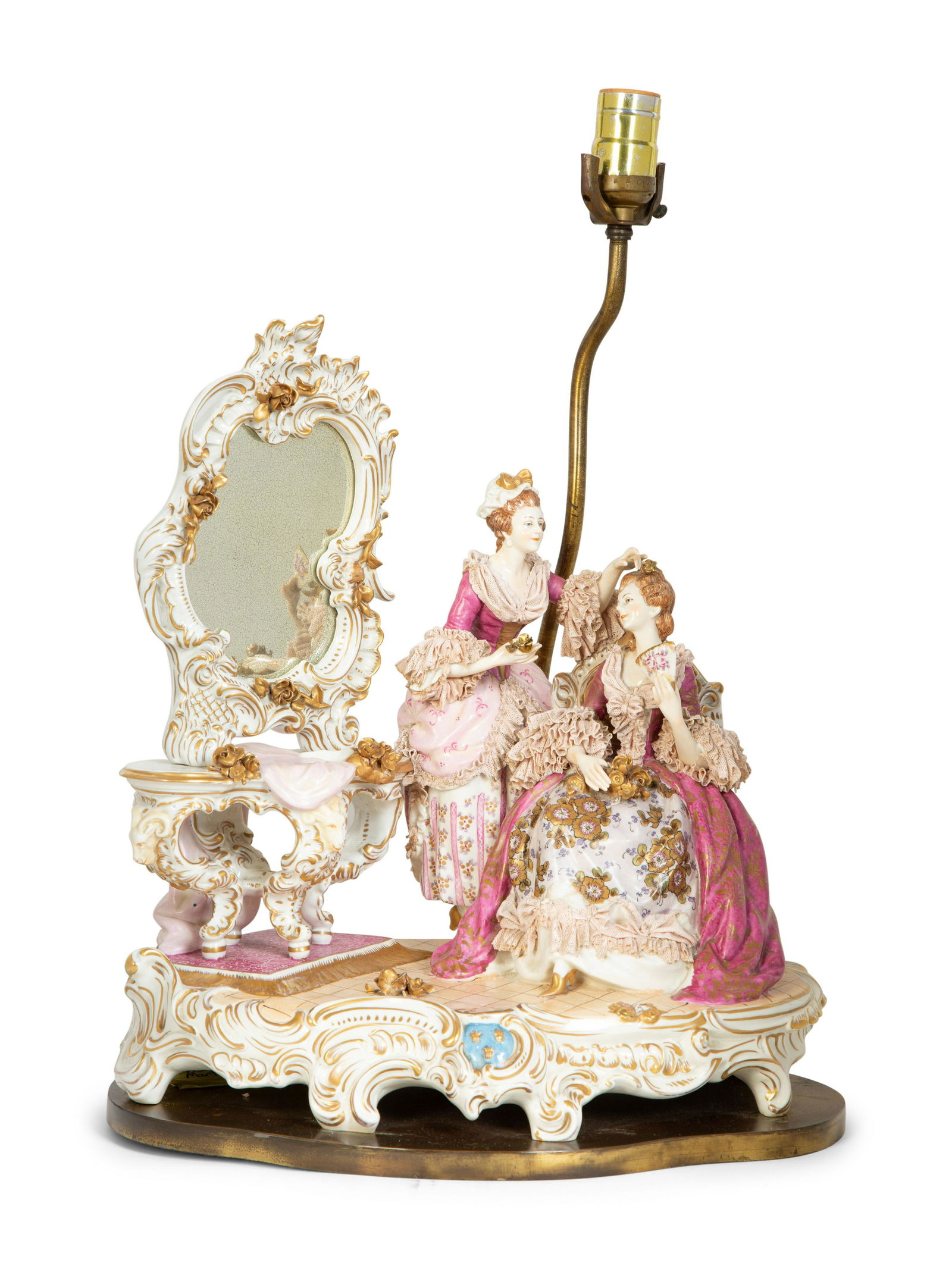 A Dresden Porcelain Figural Group Mounted as a Lamp Height of group 15 1/4 inches. (1 of 10)
