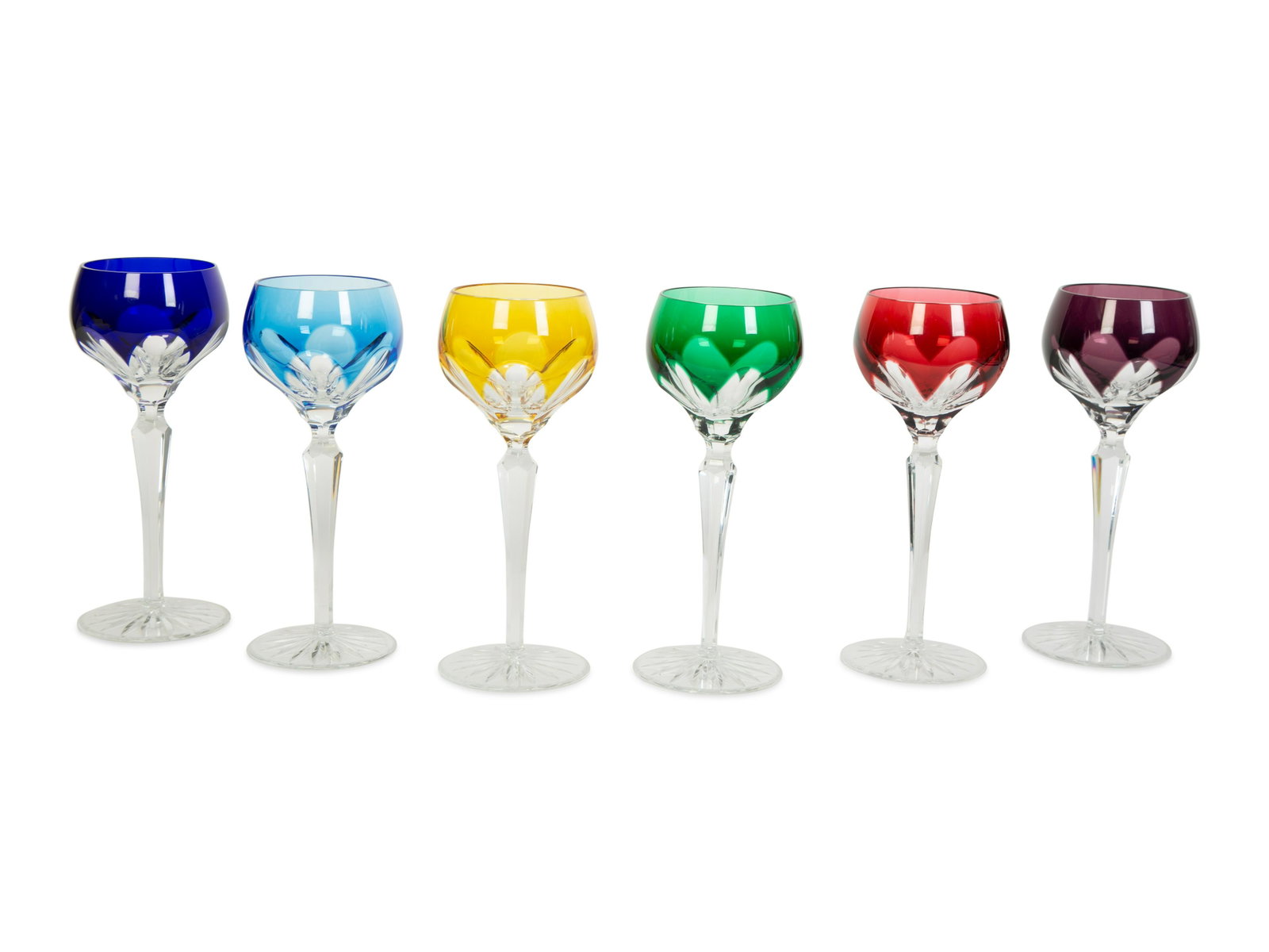 Six Cut-to-Clear Glass Goblets Height 8 1/4 inches.: Six Cut-to-Clear Glass Goblets Height 8 1/4 inches.