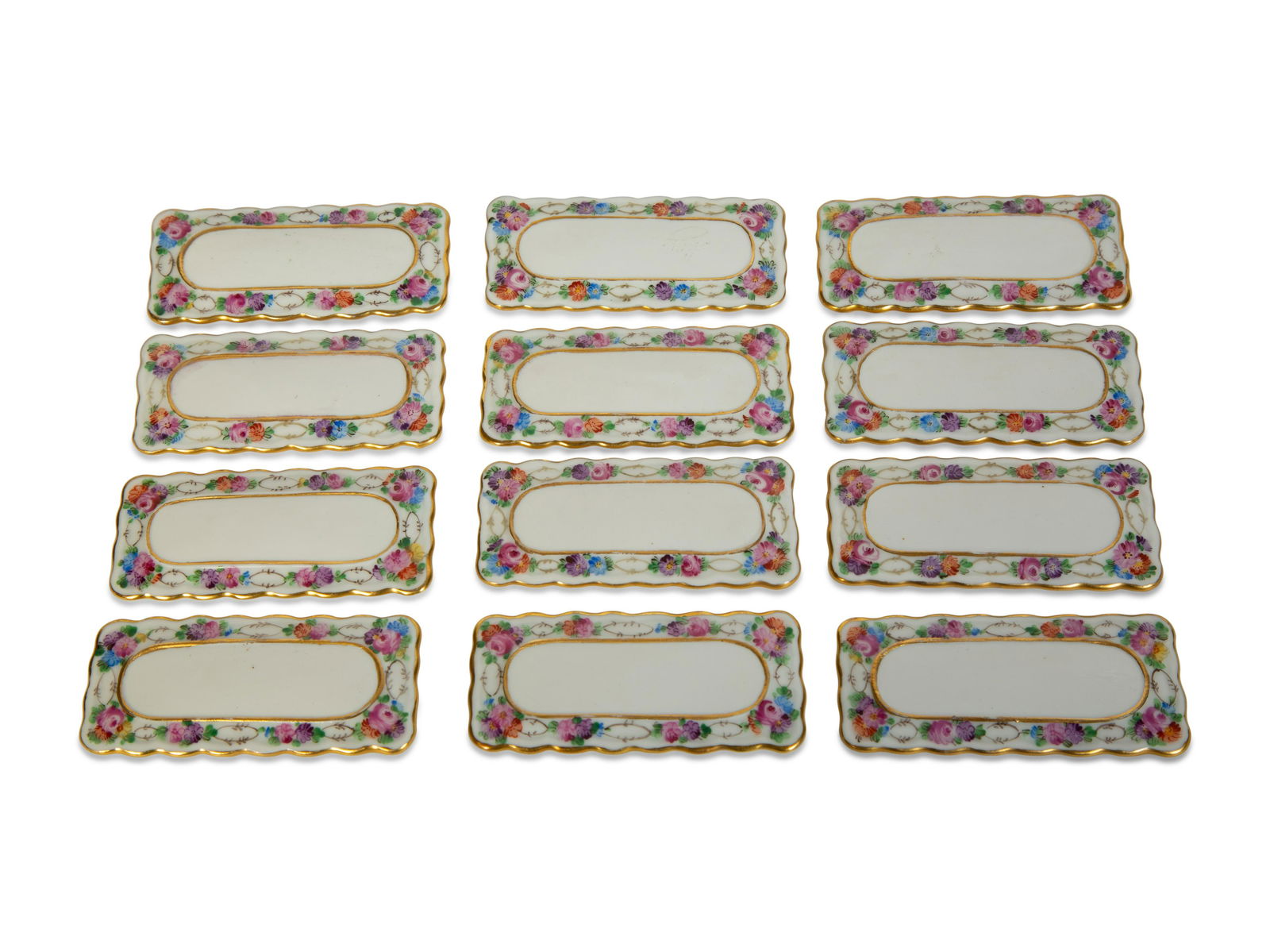 A Collection of Dresden Porcelain Place Cards, Holders and Napkin Rings Place cards, height (1 of 10)