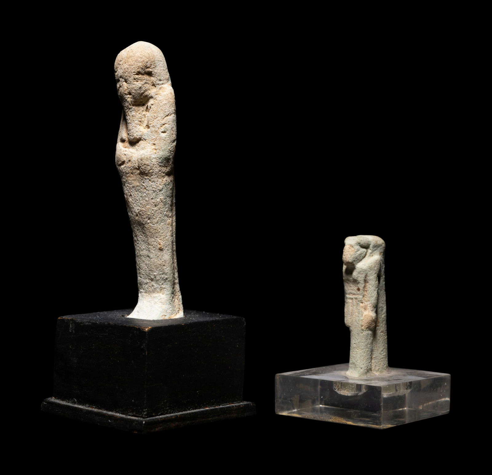 An Egyptian Faience Ushabti and a Faience Khnum Height of taller 2 3/4 inches (6.99 cm). (1 of 4)