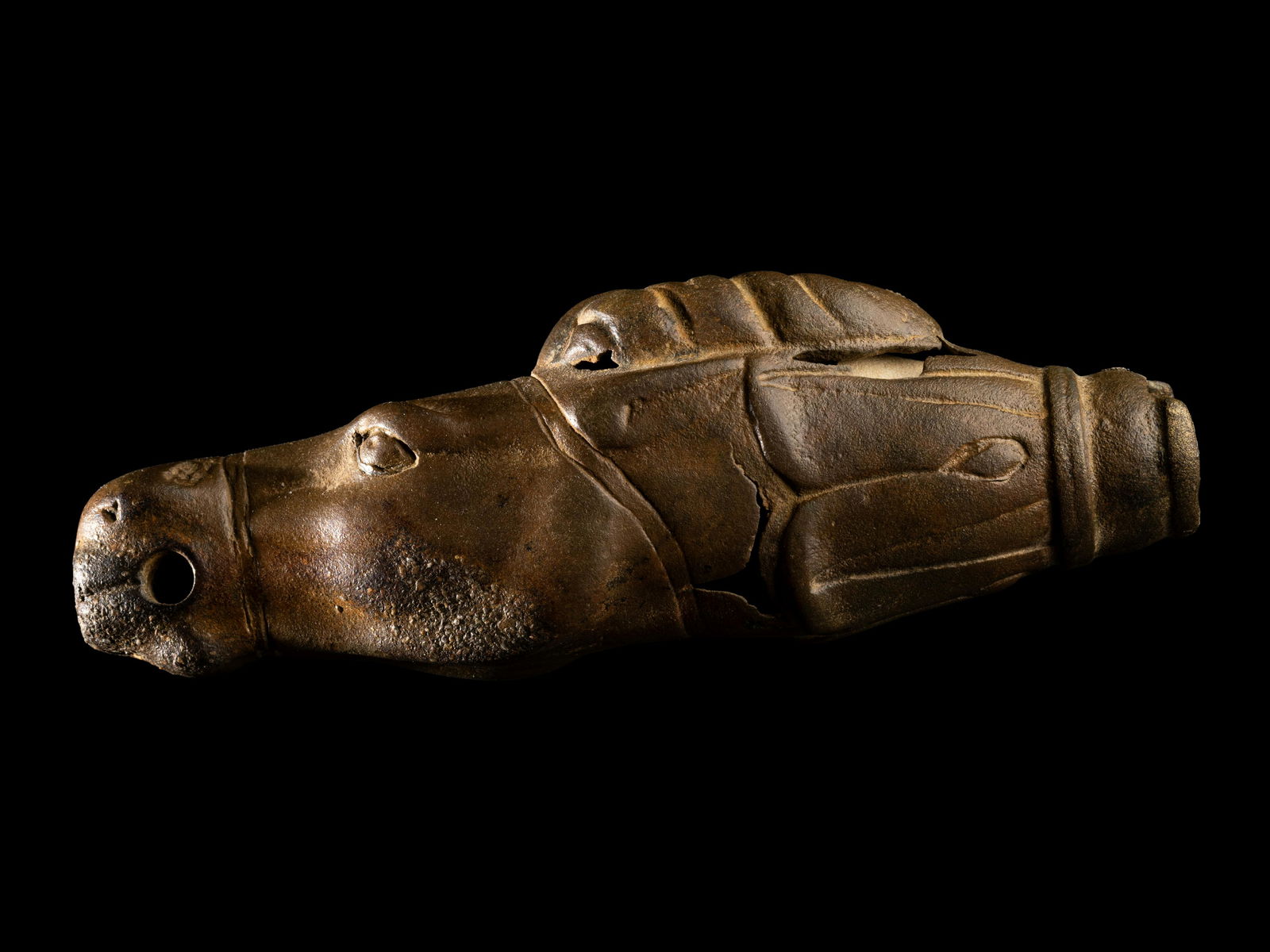 A Roman Bronze Horse Head Applique or Key Fob Length 4 1/2 inches (11.43 cm). (1 of 4)