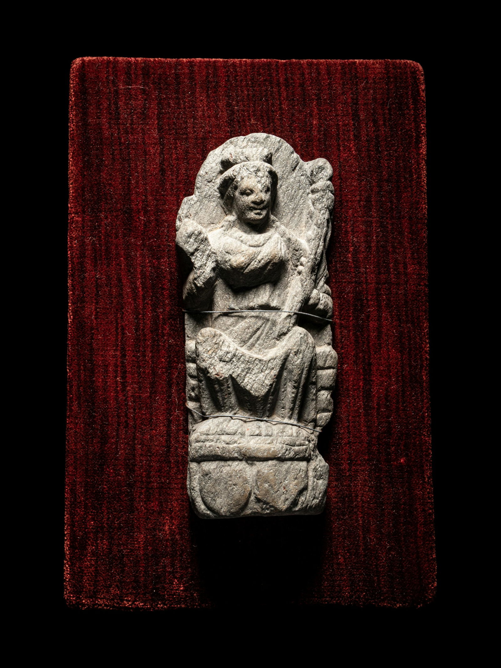 A Gandharan Schist Relief of a Musician Height 6 inches (15.2 cm) (1 of 3)