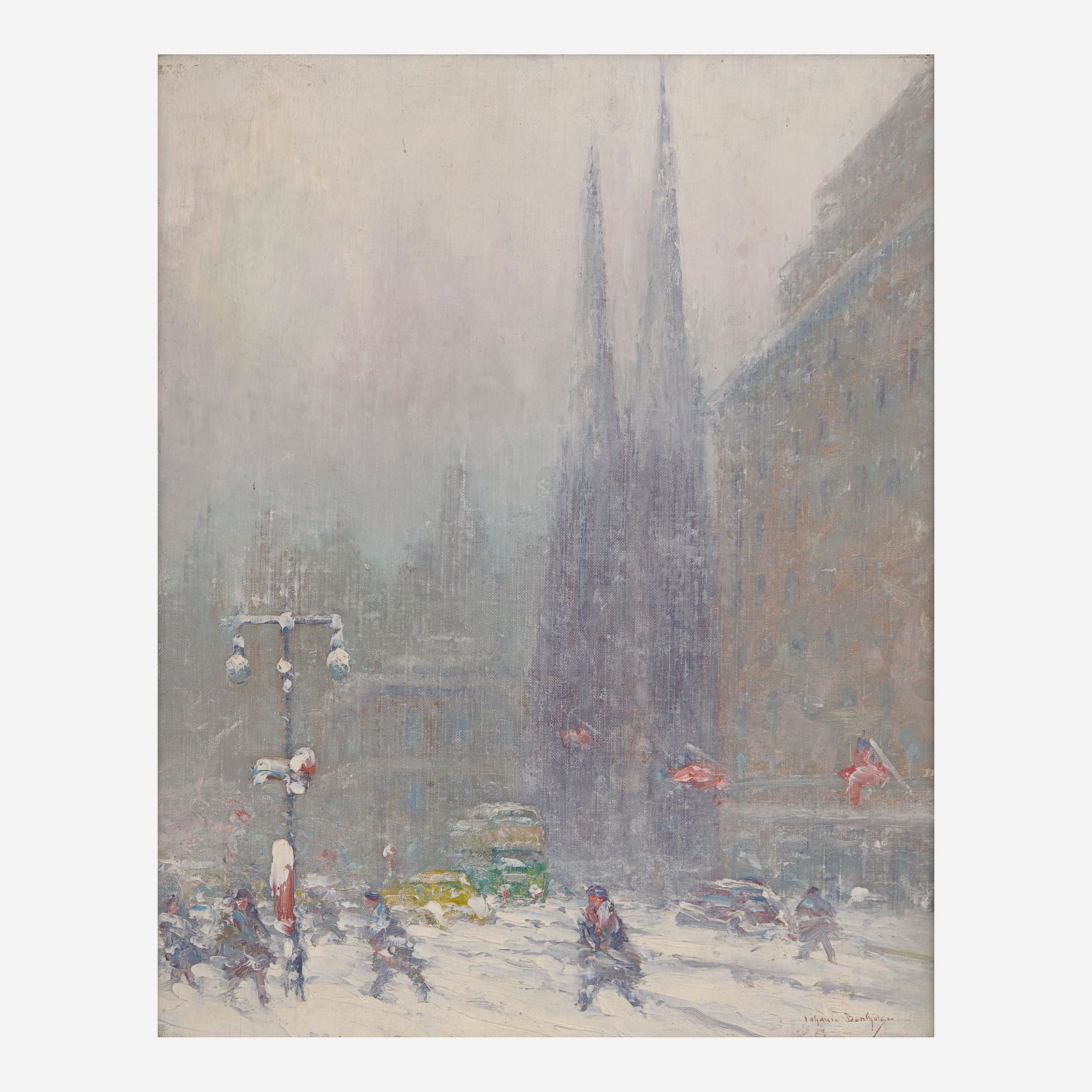 Johann Berthelsen (American, 1883–1972) New York Under Snow - St. Patrick's Cathedral (1 of 2)