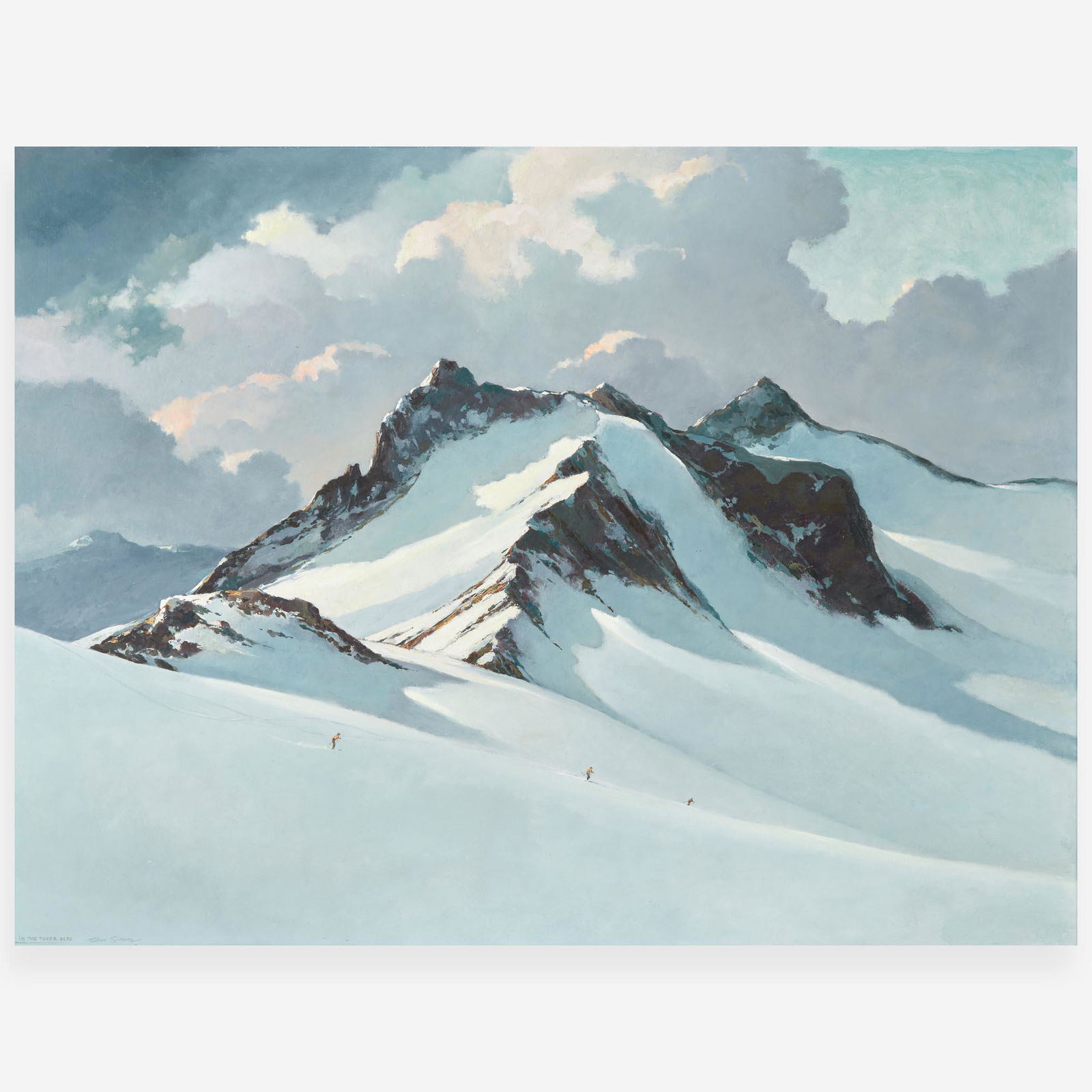 Eric Sloane (American, 1905–1985) In the Tuxer Alps: Eric Sloane (American, 1905–1985) In the Tuxer Alps Titled (underlined) and signed 'Eric Sloane' bottom left, oil on Masonite36 x 48 in. (91.4 x 121.9cm)In the Artist's original hand-made frame.