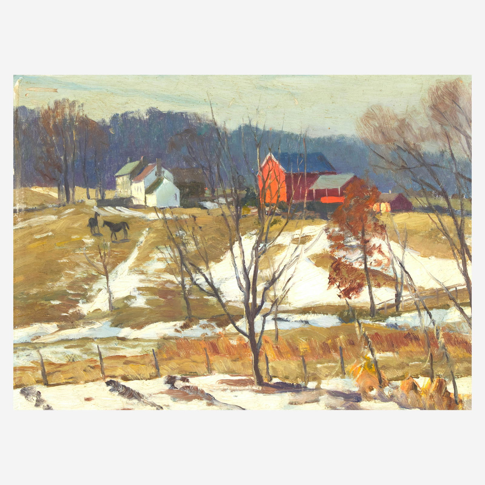 Harry Leith-Ross (American, 1886–1973) Passing of Winter: Harry Leith-Ross (American, 1886â€“1973) Passing of Winter Signed 'Leith-Ross' bottom left, oil on board12 x 16 in. (30.5 x 40.6cm) Provenance Collection of Julie Crooks, Long Island, New York.A