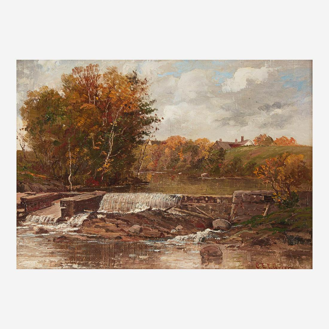 Charles Edwin Lewis Green (American, 1844–1915) River Landscape: Charles Edwin Lewis Green (American, 1844–1915) River Landscape Signed 'C.E.L. Green.' bottom right, oil on canvas10 x 14 in. (25.4 x 35.6cm) Provenance Eldred's Auctions, Dennis, sa