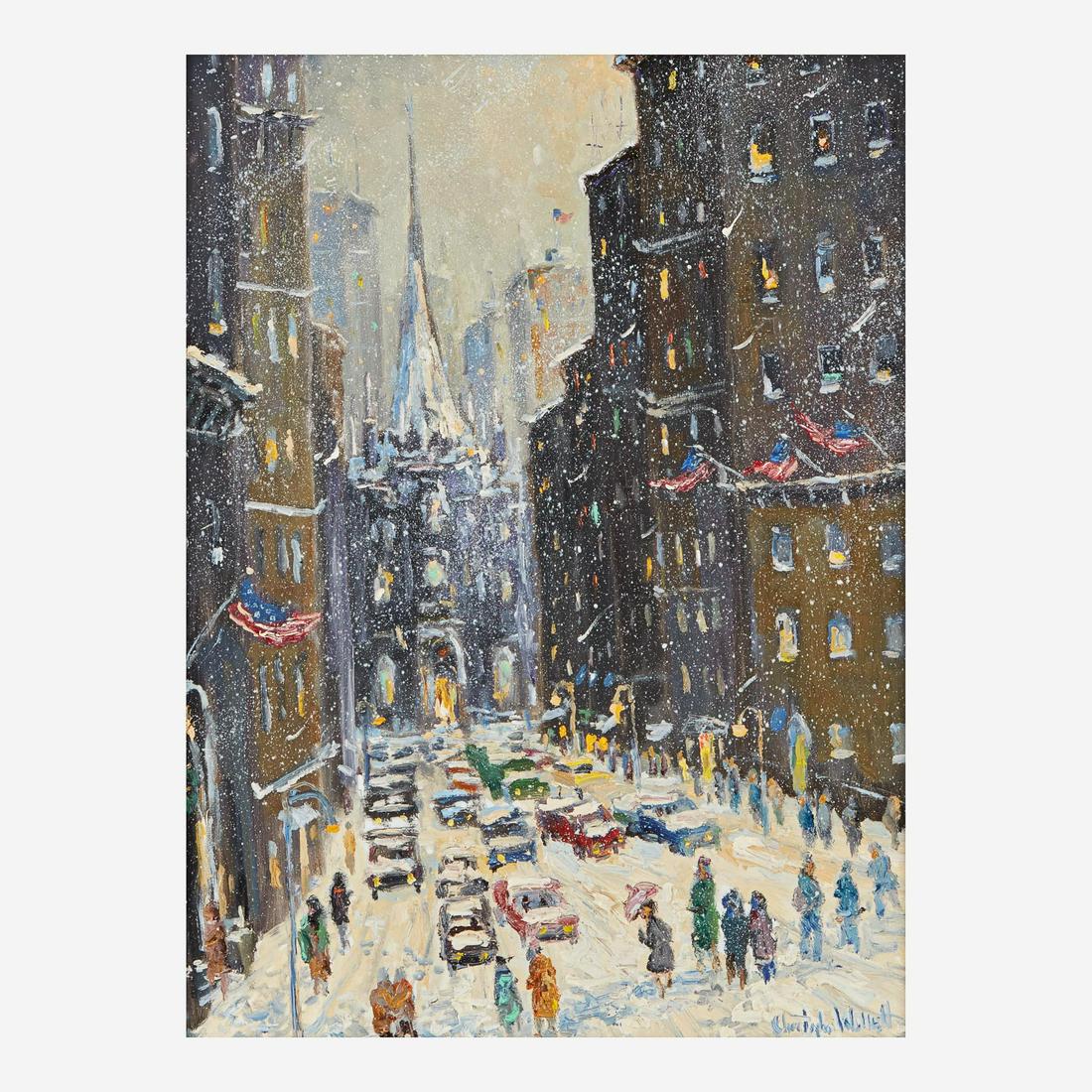 Christopher Willett (American, B. 1959) In the Shadow of Trinity Church: Christopher Willett (American, B. 1959) In the Shadow of Trinity Church Signed 'Christopher Willett' bottom right; also signed and titled verso, oil on board16 x 12 in. (40.6 x 30.5cm) Provenanc