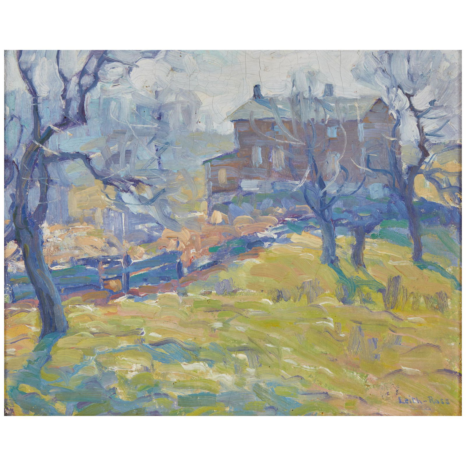 Harry Leith-Ross (American, 1886–1973) Summer Cabin: Harry Leith-Ross (American, 1886–1973) Summer Cabin Signed 'Leith-Ross' bottom right, oil on board7 3/4 x 9 3/4 in. (19.7 x 24.8cm) Provenance Private Estate, Santa Barbara, Califor