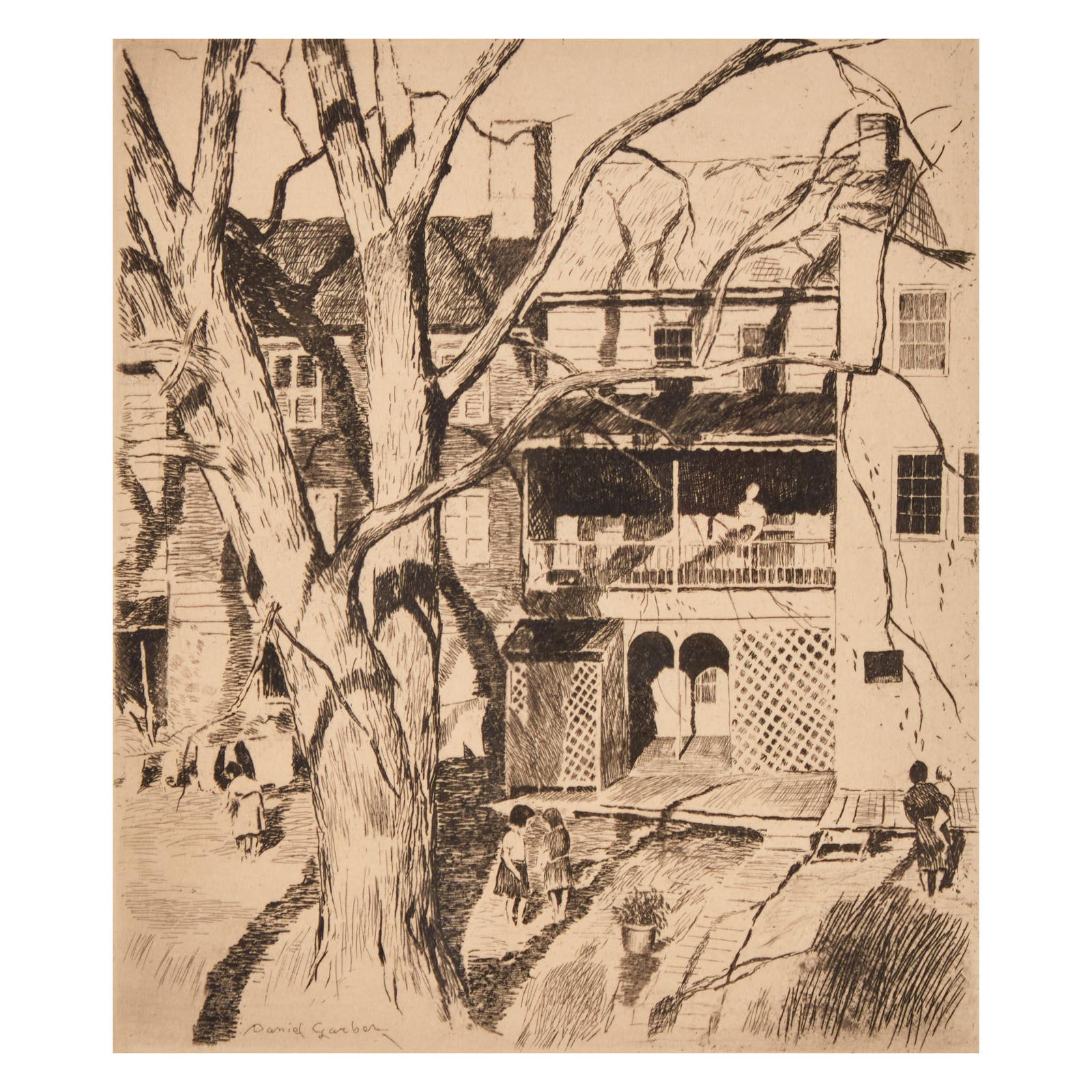 Daniel Garber (American, 1880-1958) Back Yards, New Hope (1 of 2)