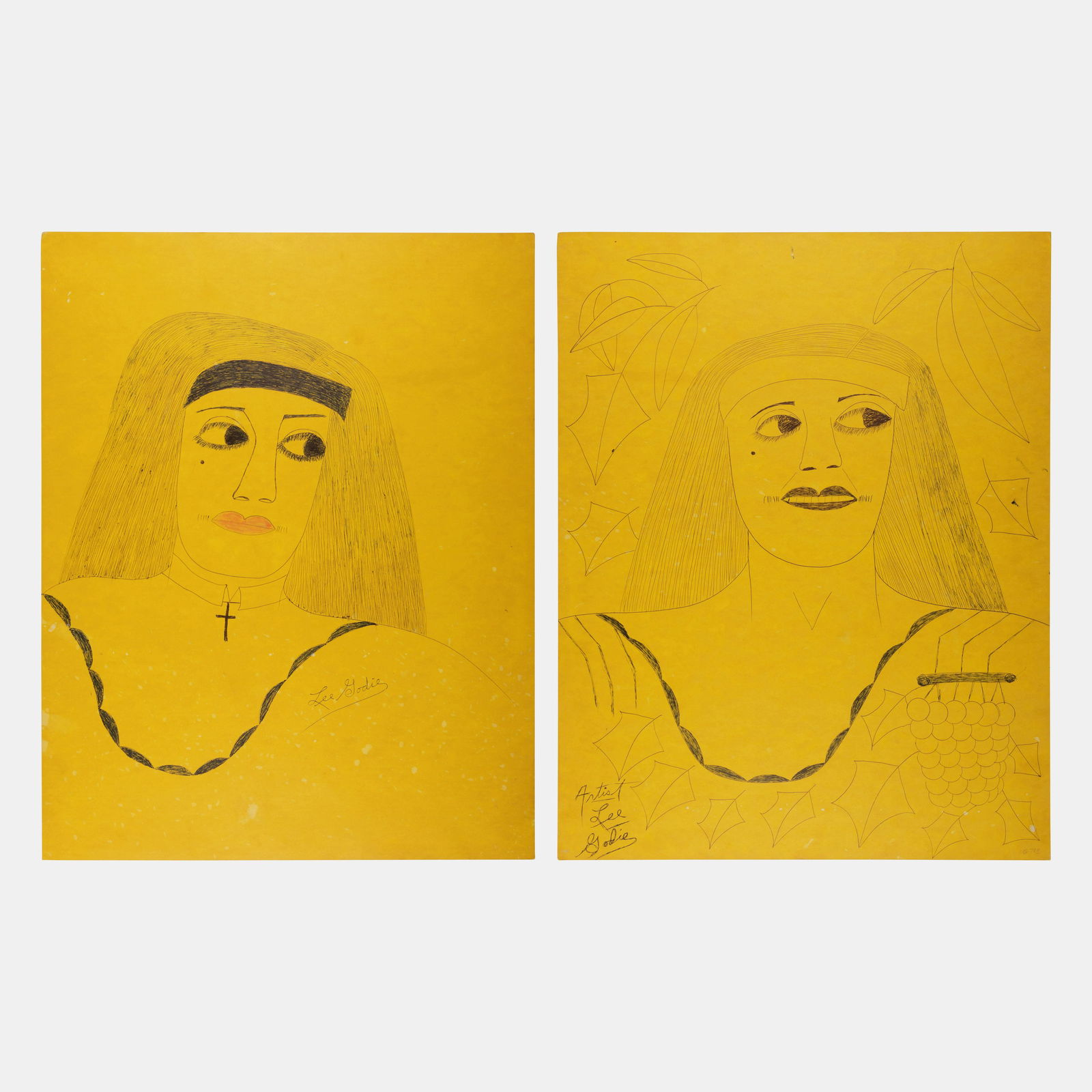 Lee Godie (American, 1908-1994) Untitled and Untitled (1 of 6)