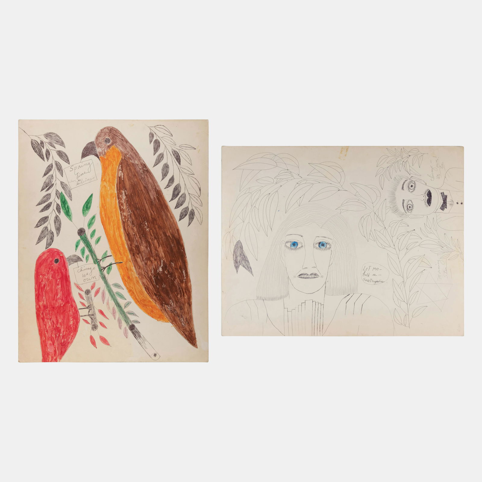 Lee Godie (American, 1908-1994) Springtime in Chicago and Morning Star (1 of 5)