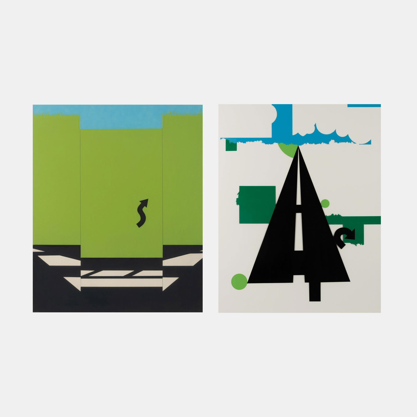 Allan D'Arcangelo (American, 1930-1998) Landscape I, from 11 Pop Artists, Volume I; and Landscape (1 of 5)