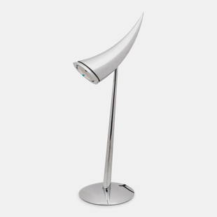 Philippe Starck (French, b. 1949) Ara Table Lamp, 1988 FLOS, Italy: Philippe Starck (French, b. 1949) Ara Table Lamp, 1988 FLOS, Italy chrome-plated brass, chrome-plated steel, glass with manufacturer's stamps and label H 20 3/4 x W 7 x D 9 inches. Property from a Pri