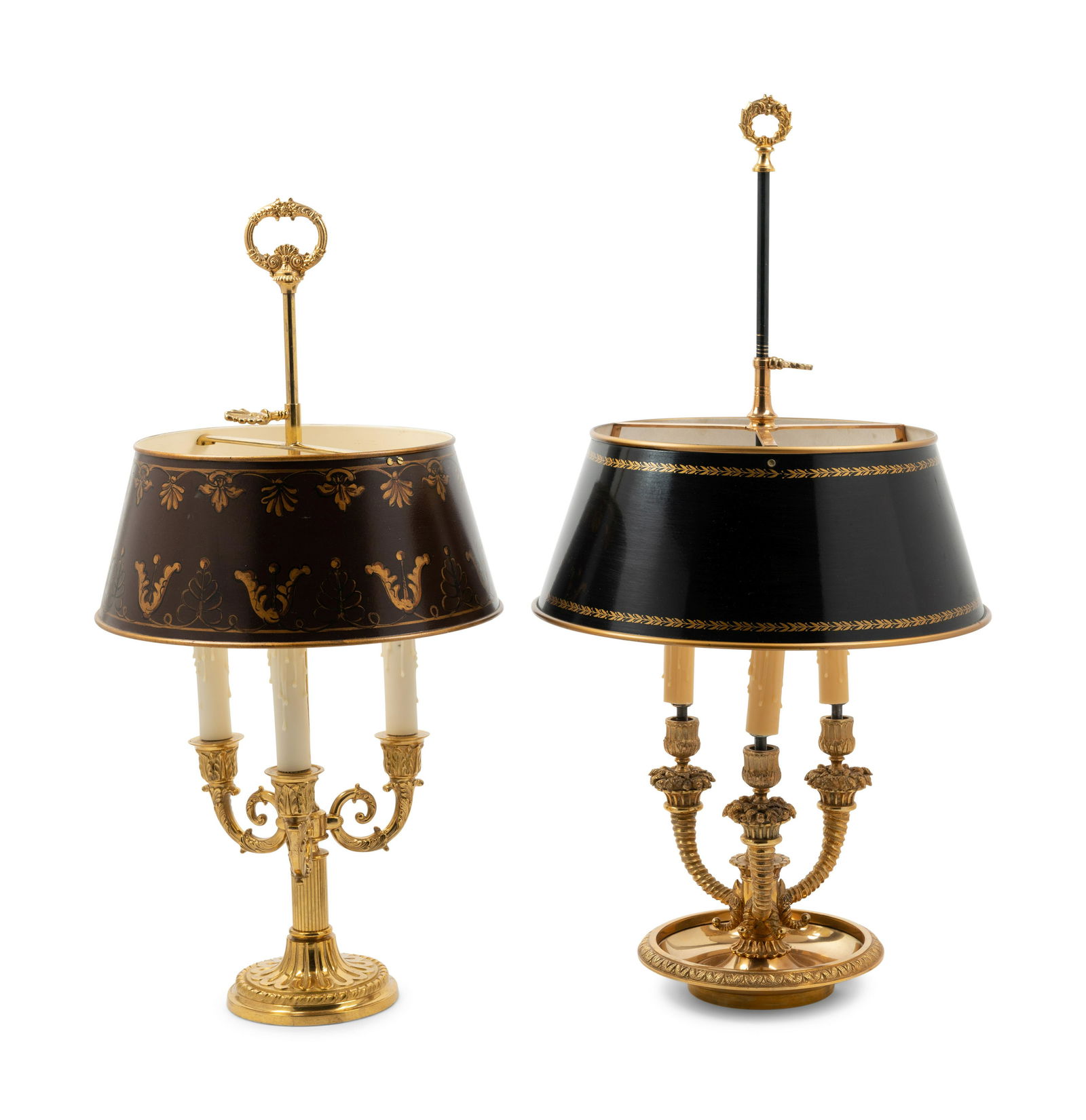 Two Empire Style Brass Bouillotte Lamps (1 of 10)
